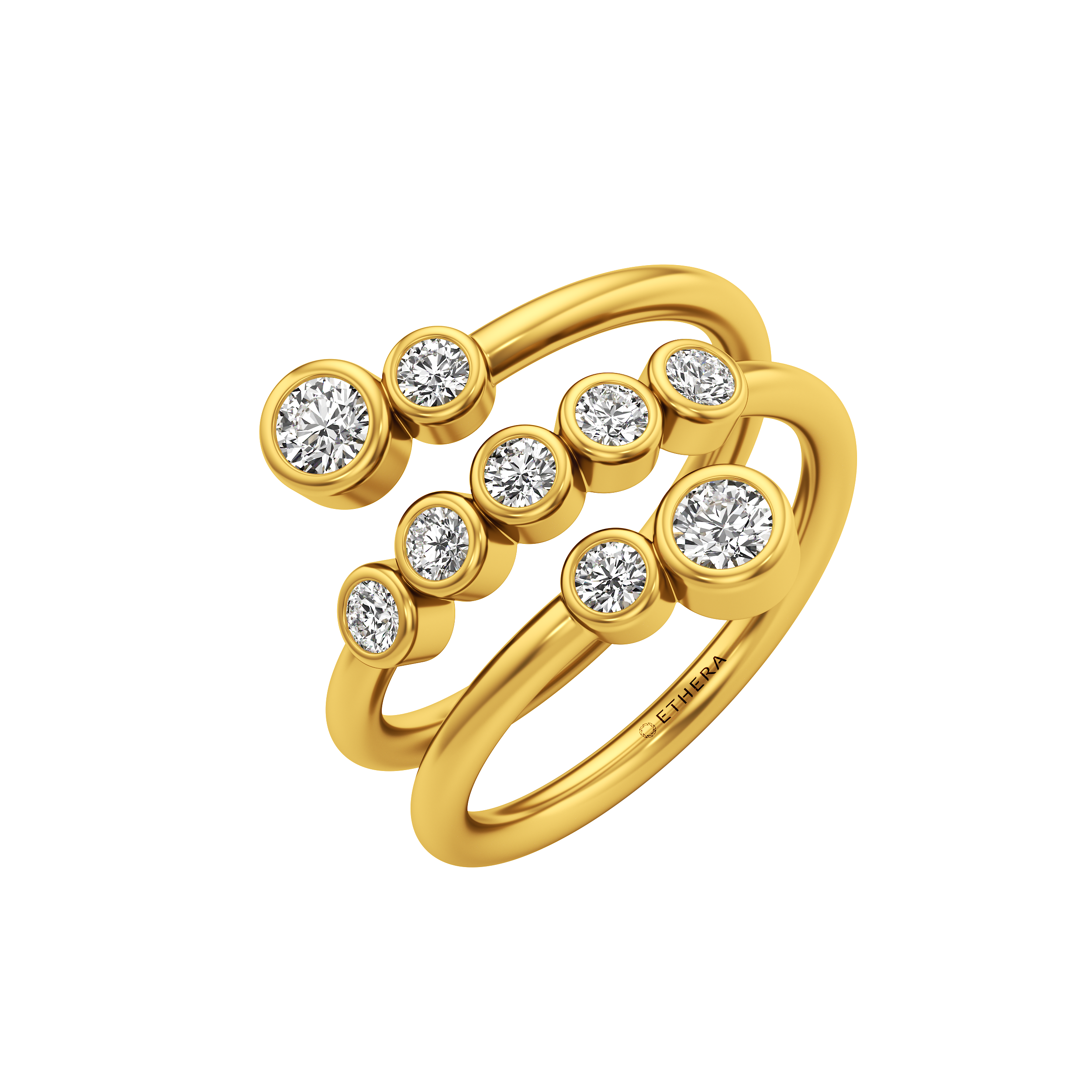 Multi Tier Bezel Spiral Ring 0