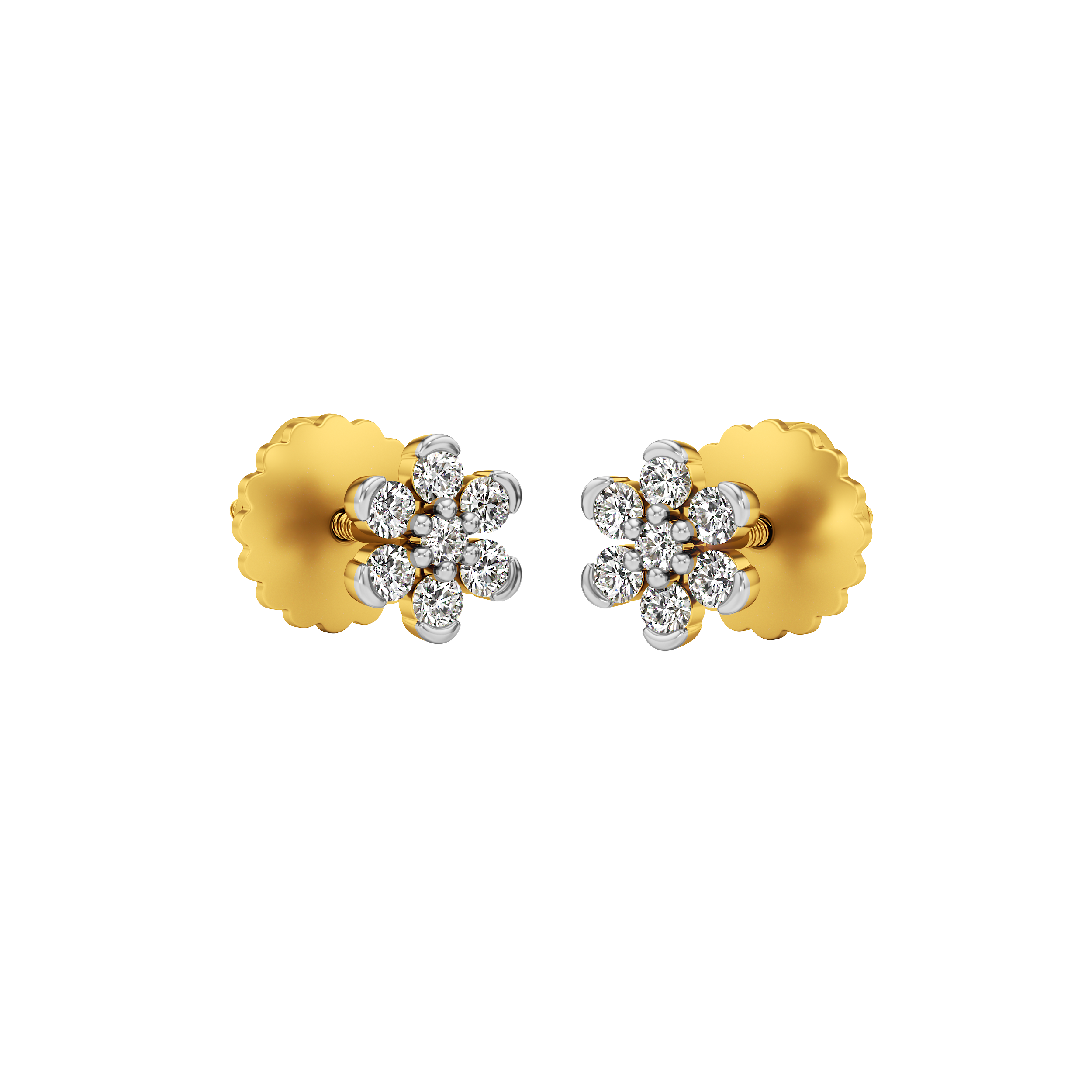 Seven-Stone Floral Cluster Stud Earrings 0