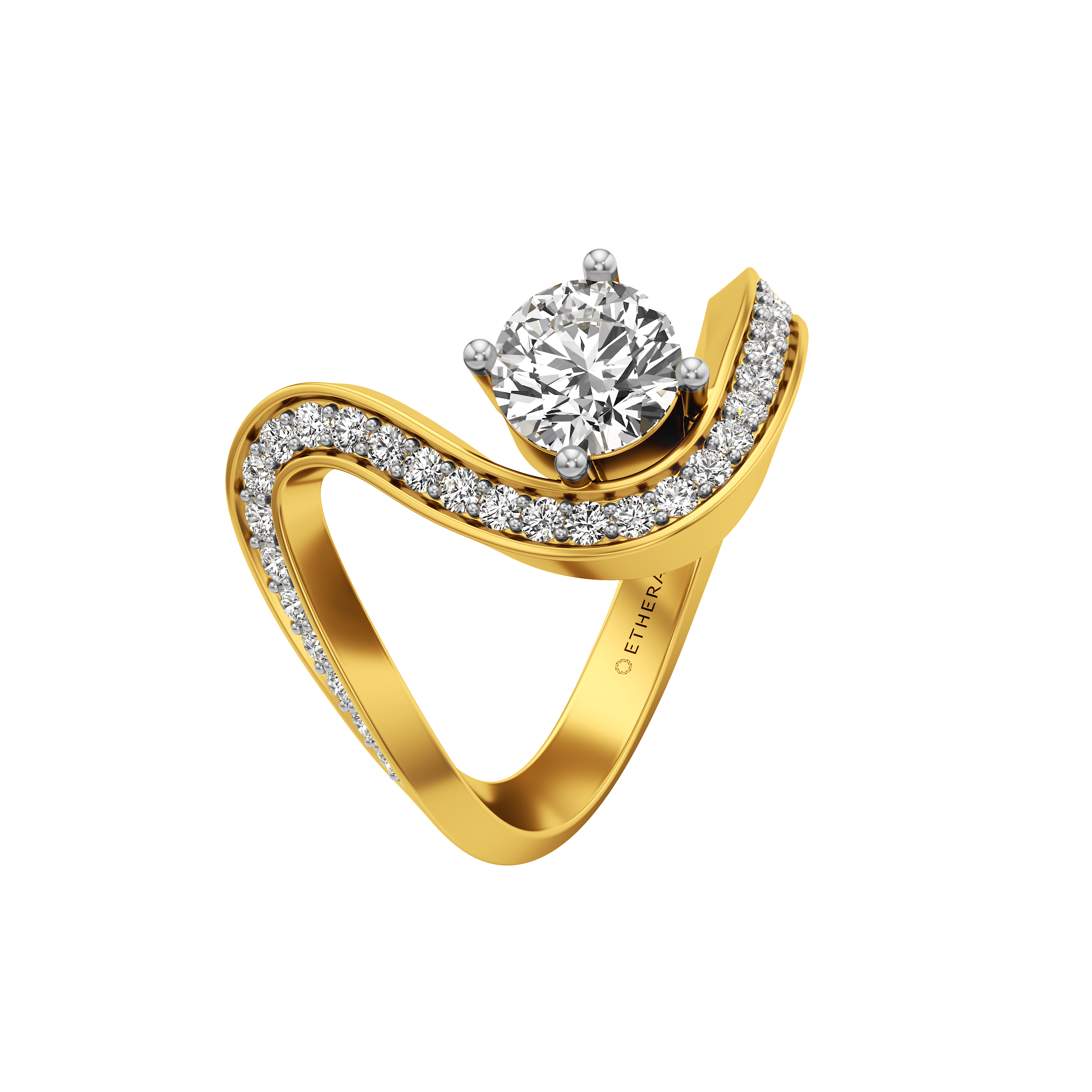 Wave Solitaire Ring 1