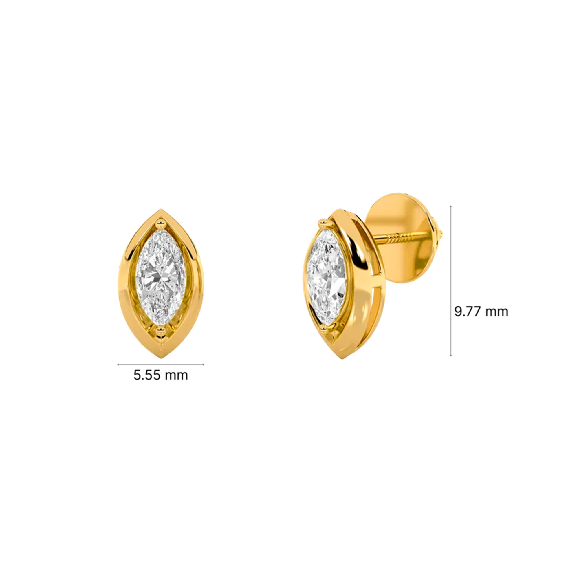 Marquise Diamond Surface Stud Earrings 5