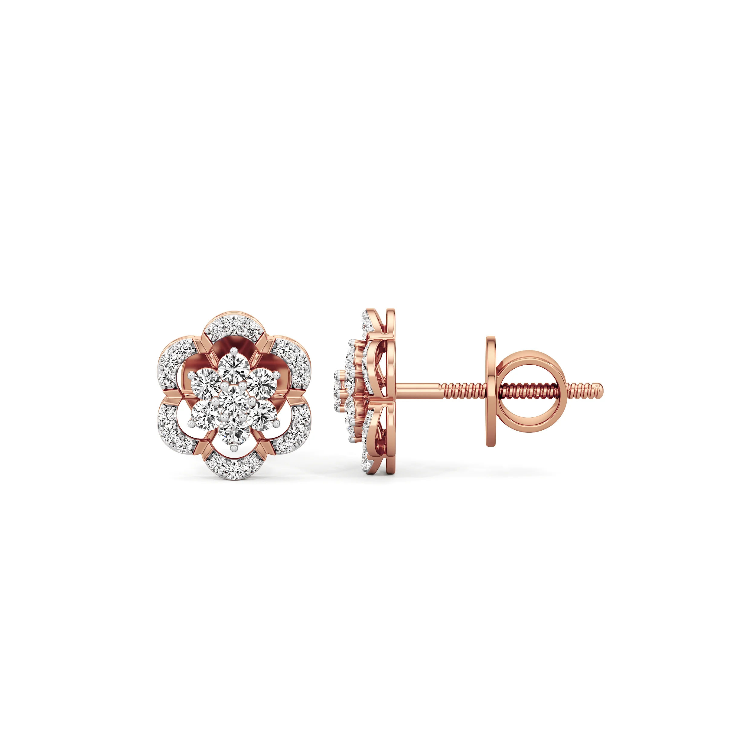 Petal Halo Diamond Studs 5