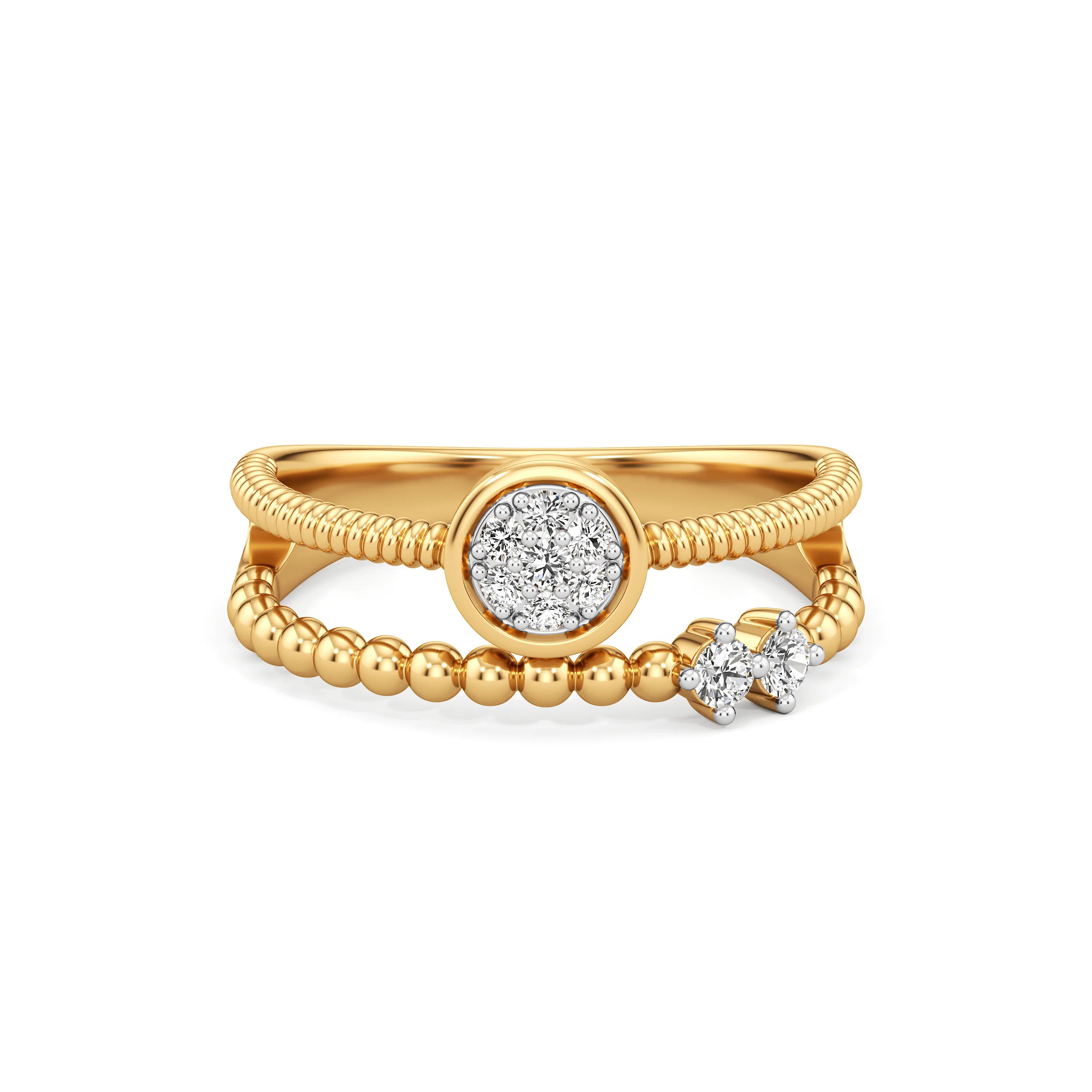 Beaded Halo Diamond Ring 4