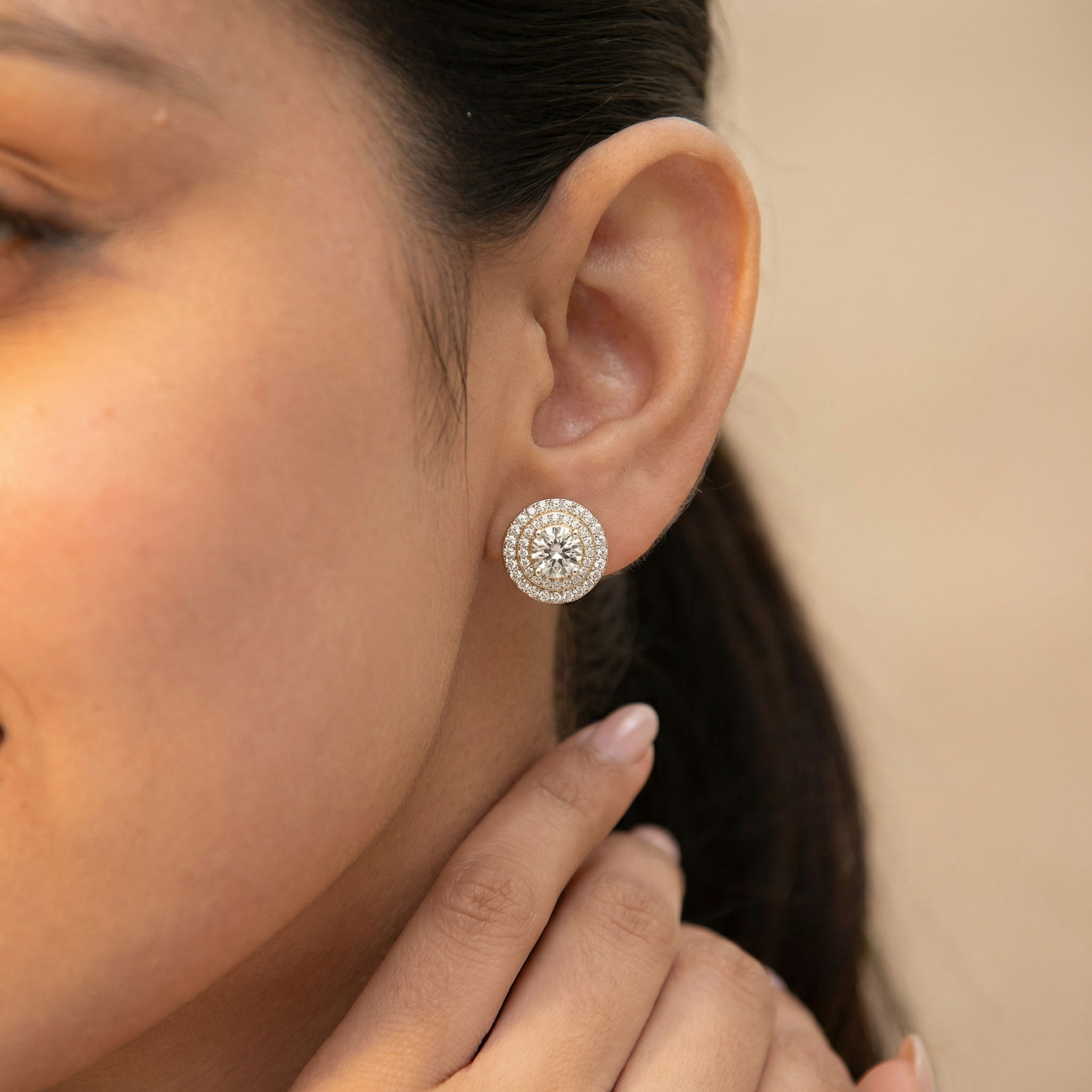 Crown Of Dual Radiance Stud Earrings hover