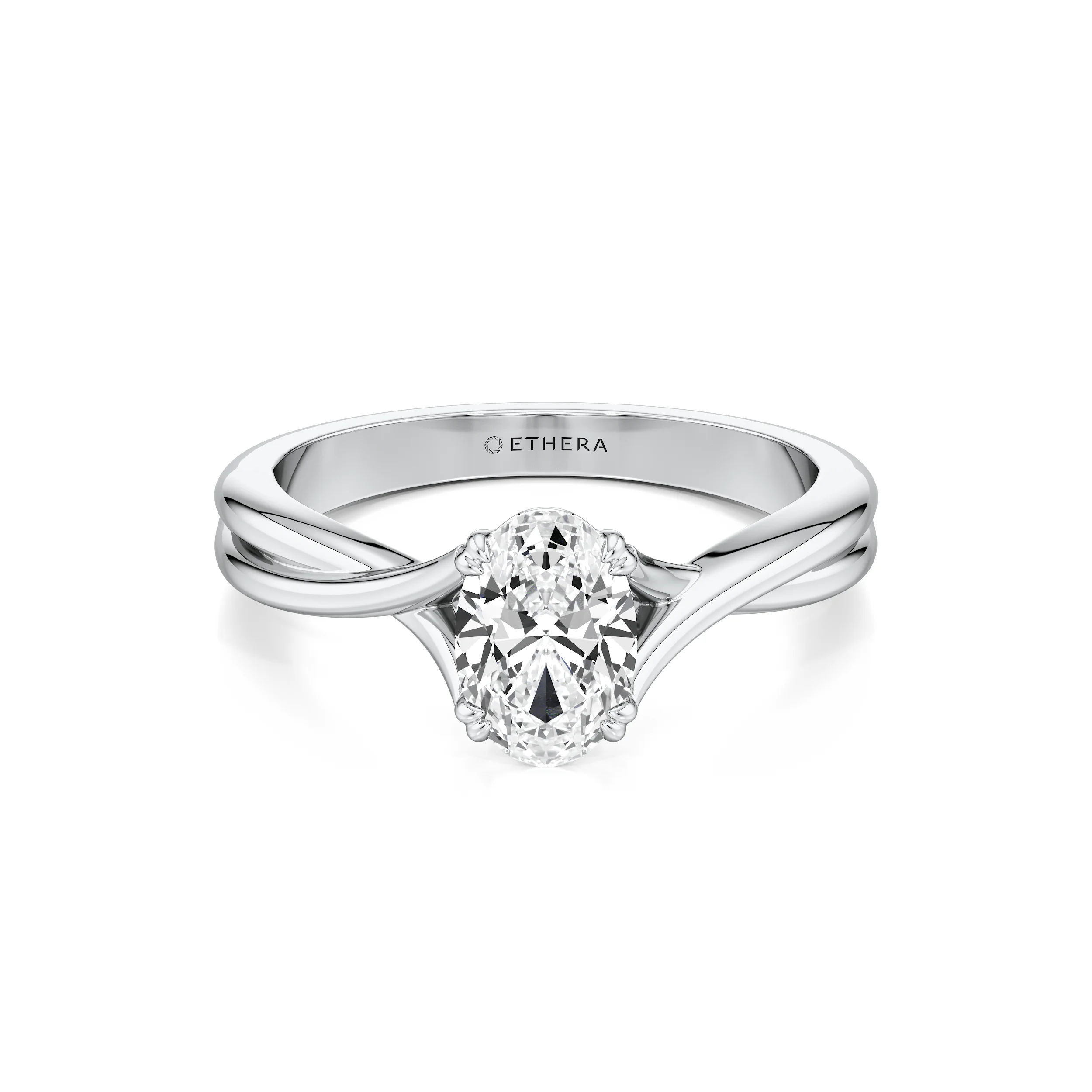 Ribbon Curve Oval Ring 8