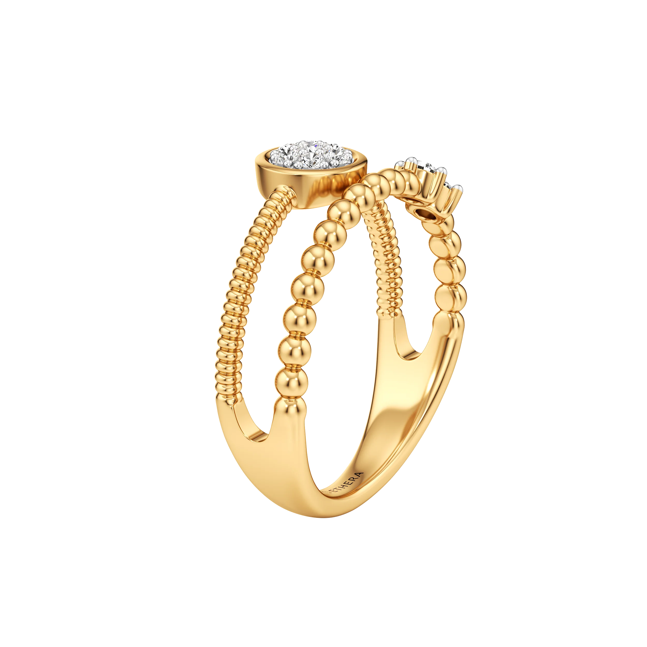 Beaded Halo Diamond Ring 5