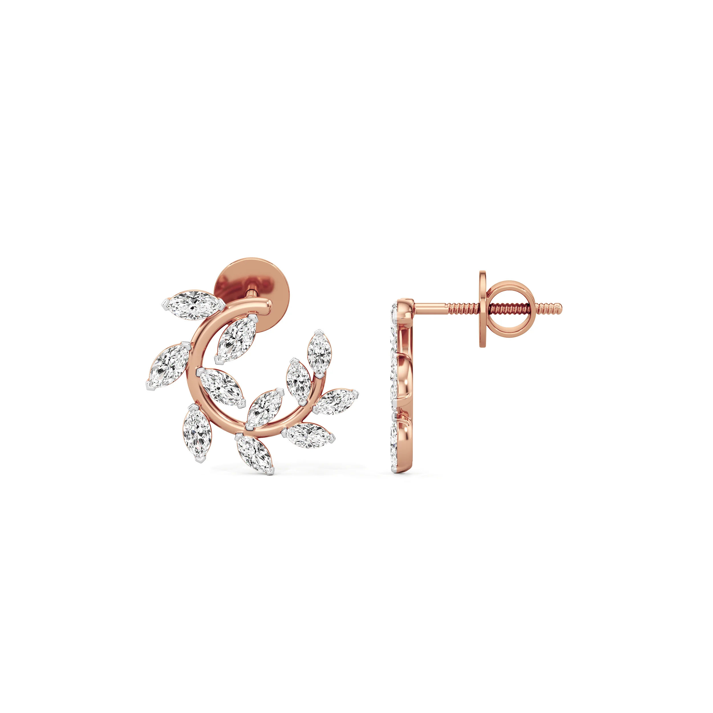 Leafline Arc Diamond Earrings 5