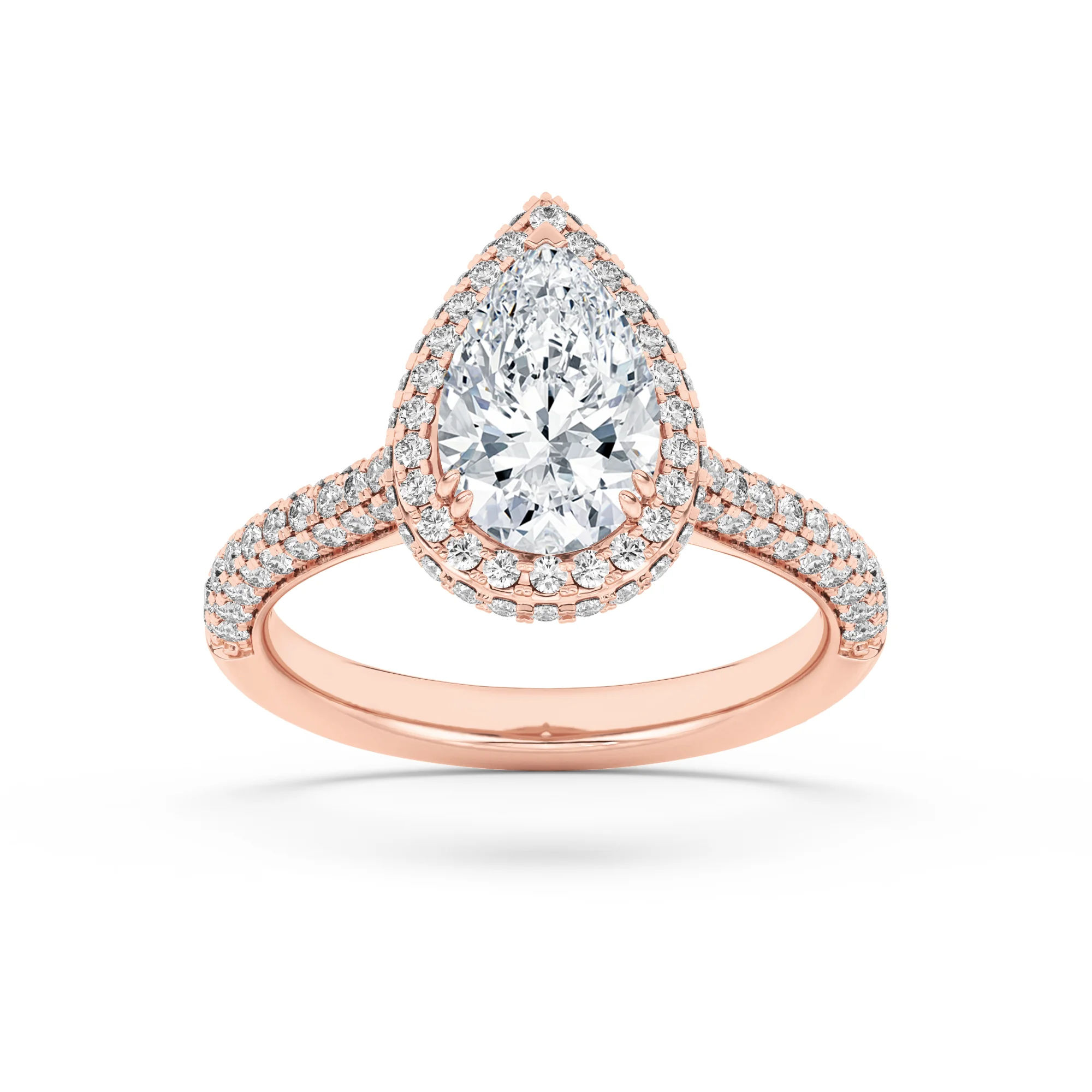 Halo Crest Pear Ring 12