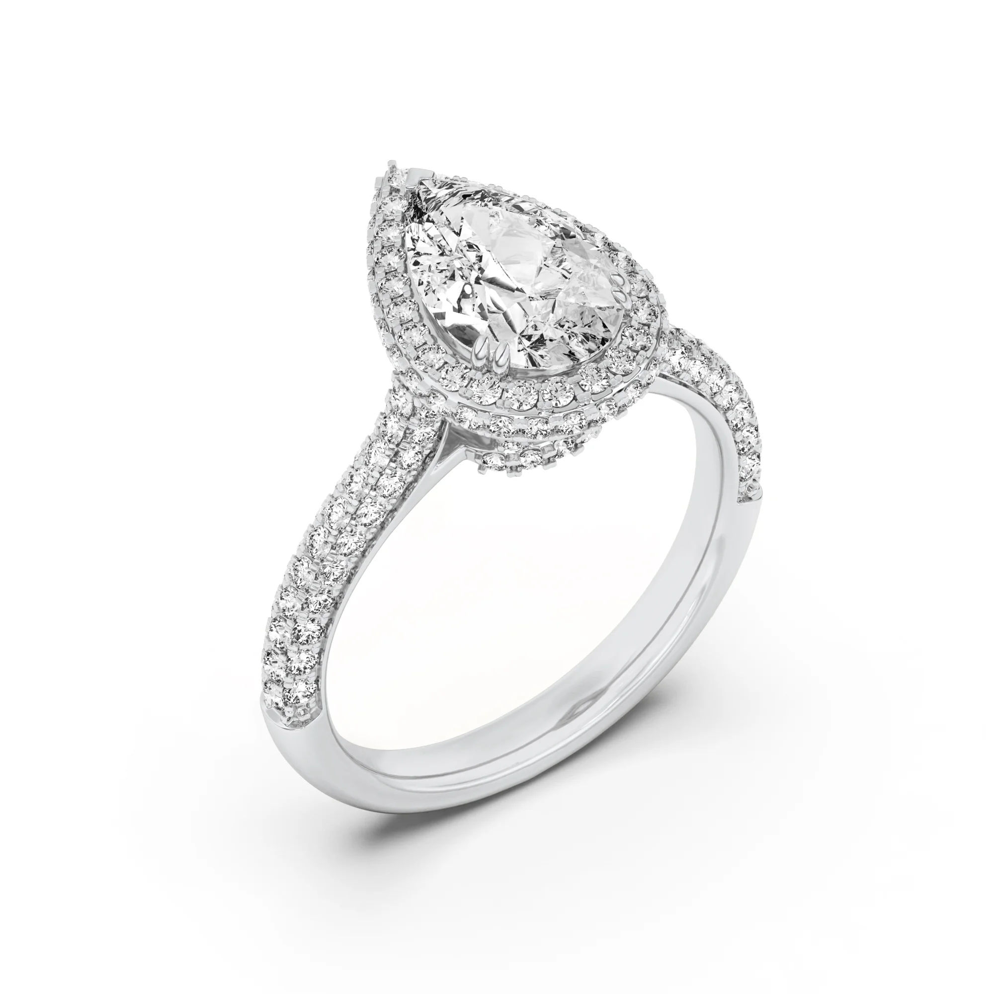 Halo Crest Pear Ring 5