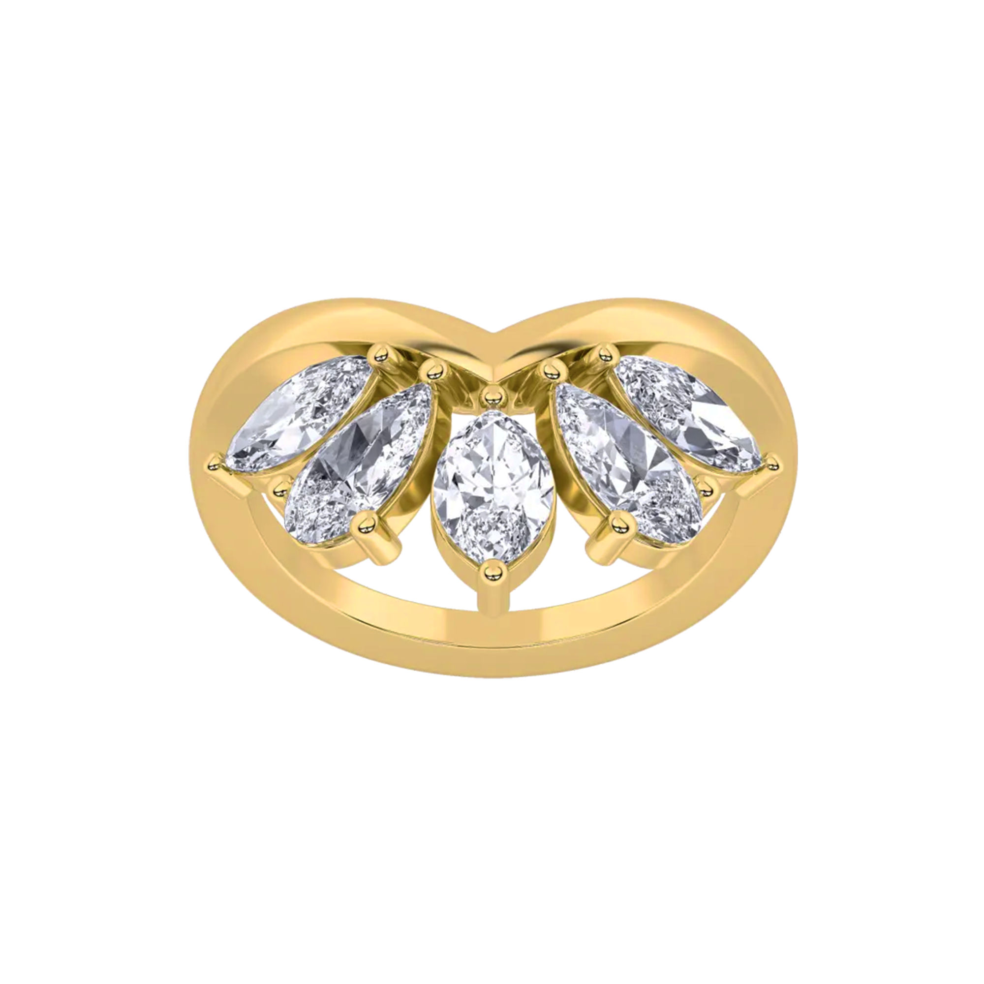 V-Curve 5 Stone Ring 0