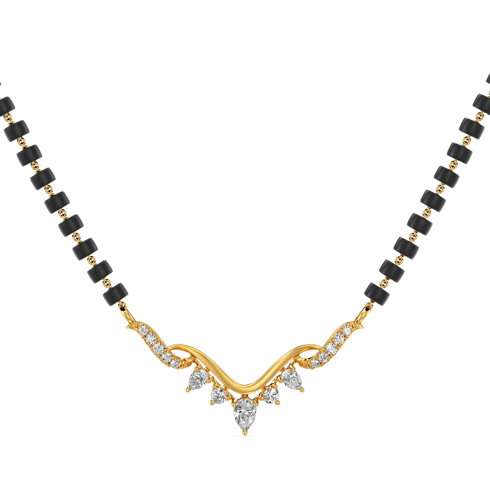 Curved Chevron Diamond Mangalsutra