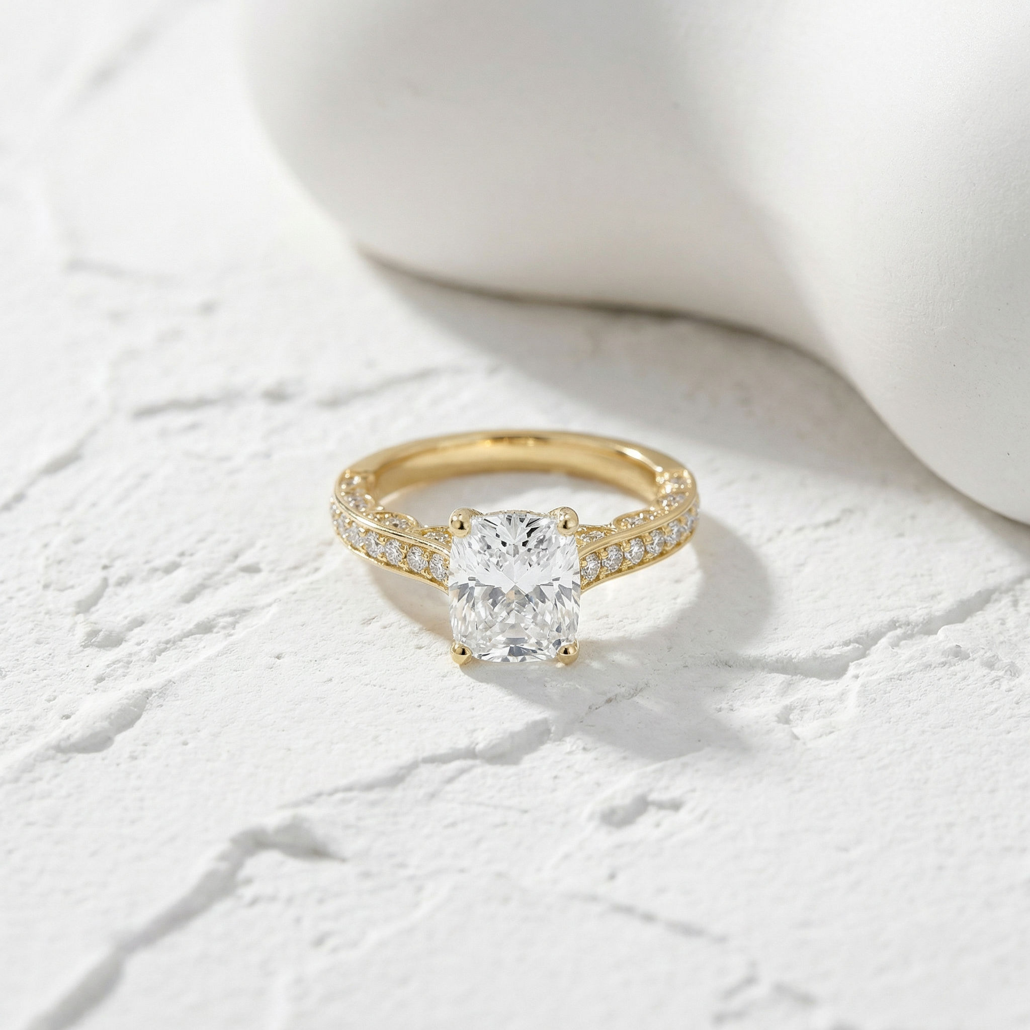 Ornated Cushion Solitaire Ring 2