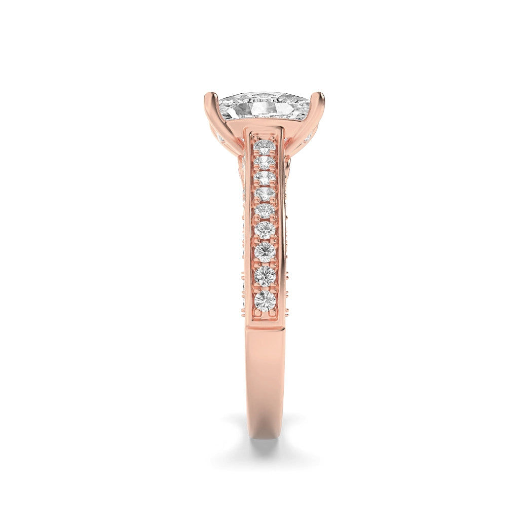 Ornated Cushion Solitaire Ring 12