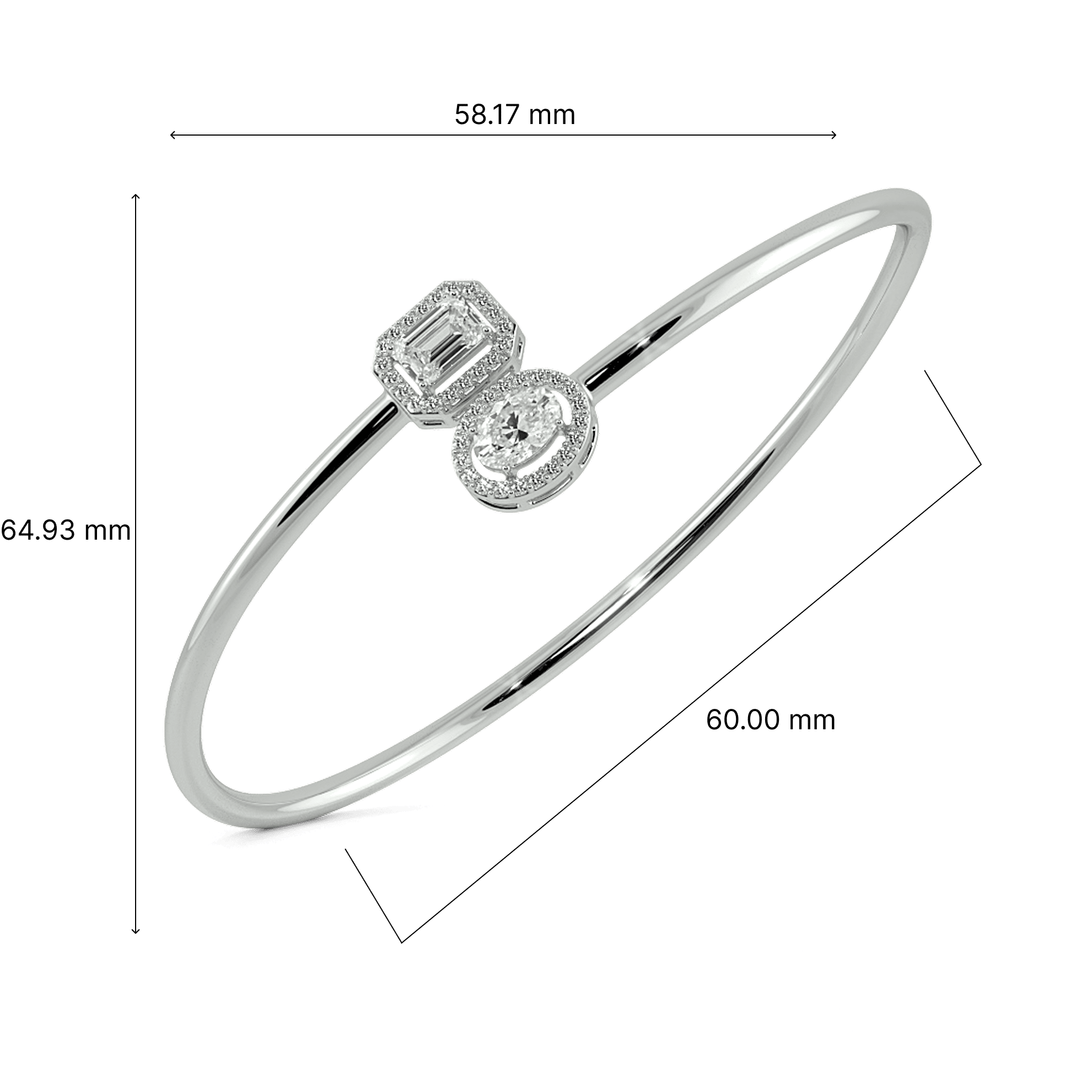 Pearluxe Halo Open Top Oval Bangle 4
