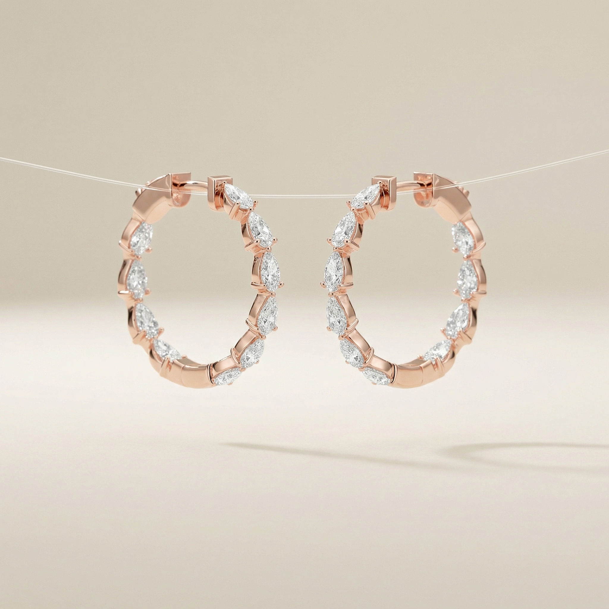 Lustrous Pear Hoop Earrings 2