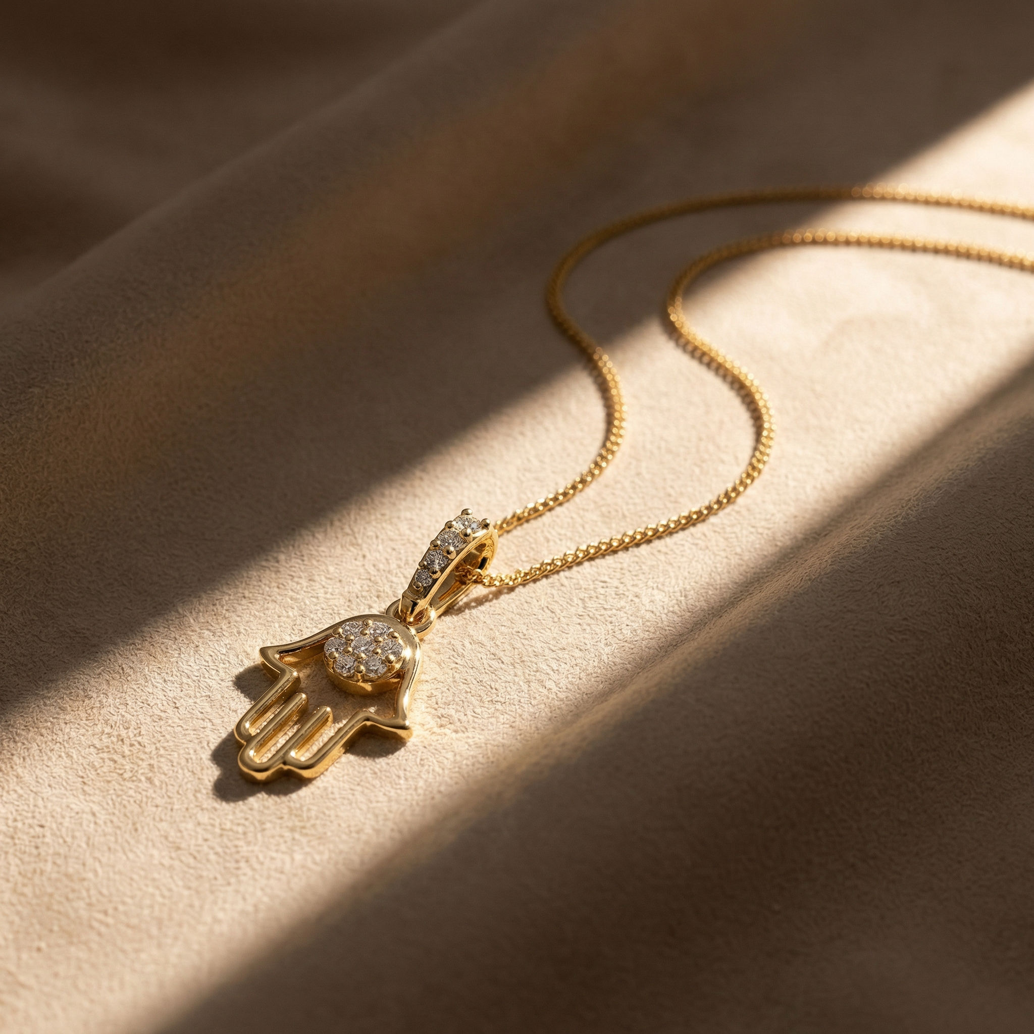 Golden Hamsa Pendant 2