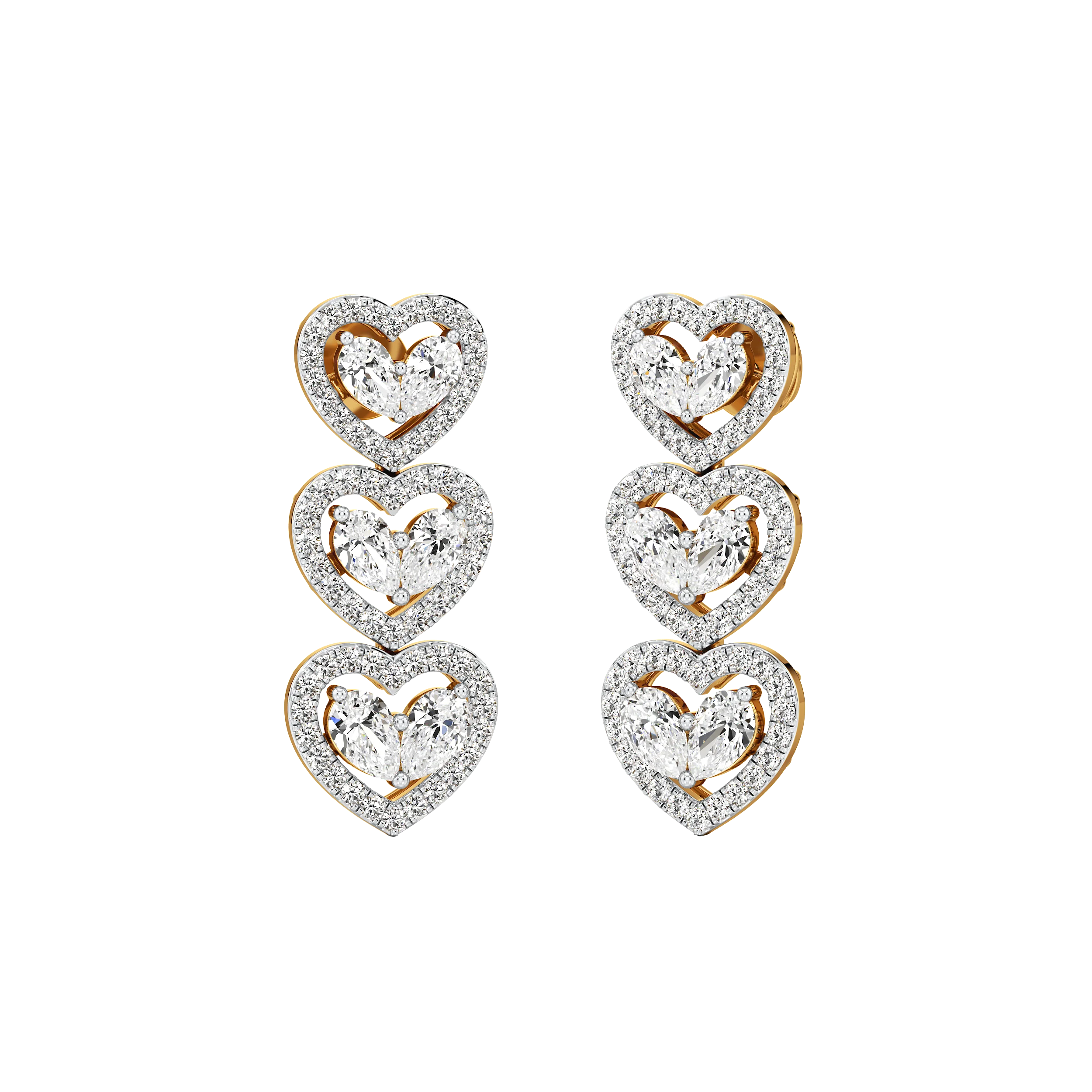 Triple Charm Heart Earrings 3
