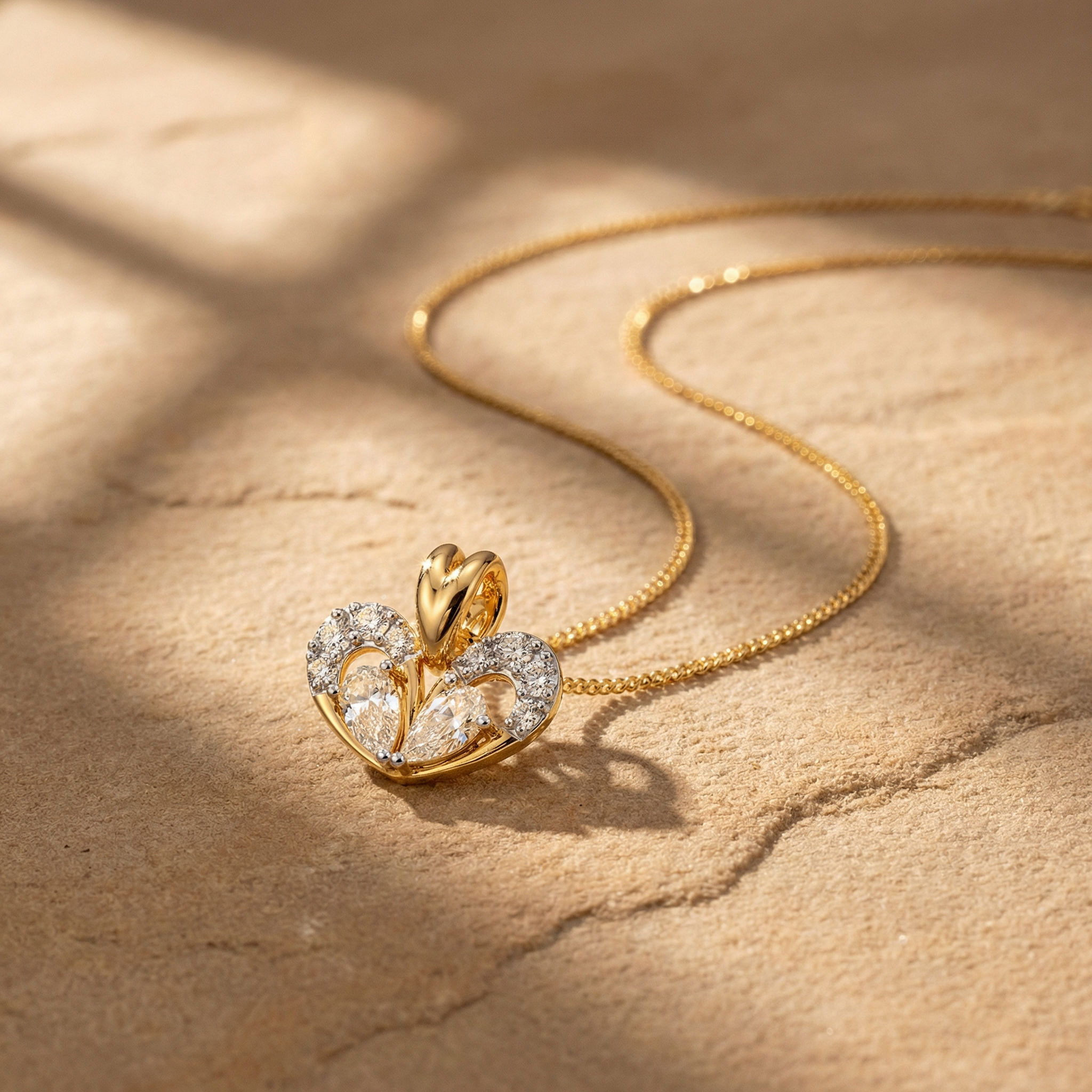 Twin Bloom Heart Pendant 2