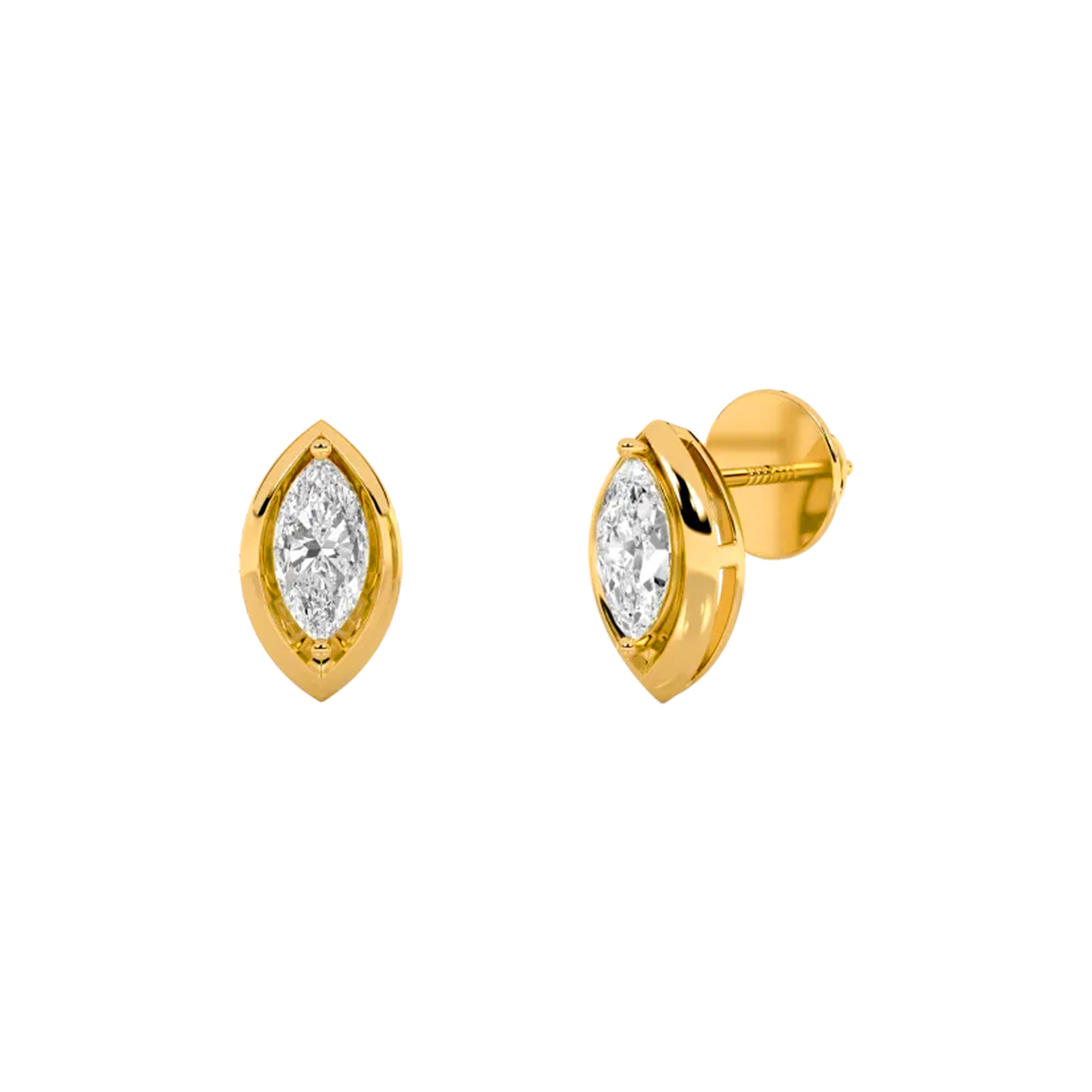 Marquise Diamond Surface Stud Earrings 3