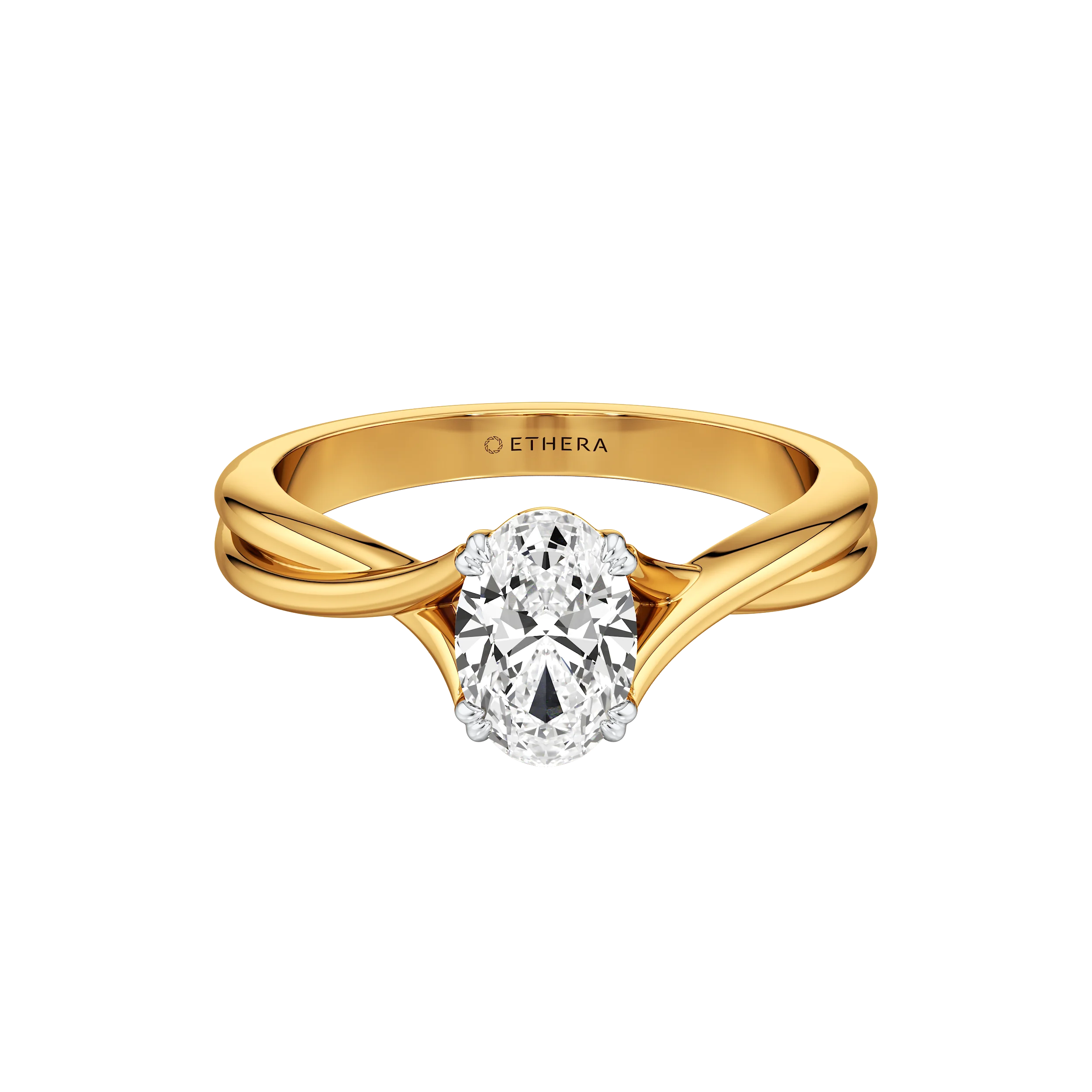 Ribbon Curve Oval Ring 4