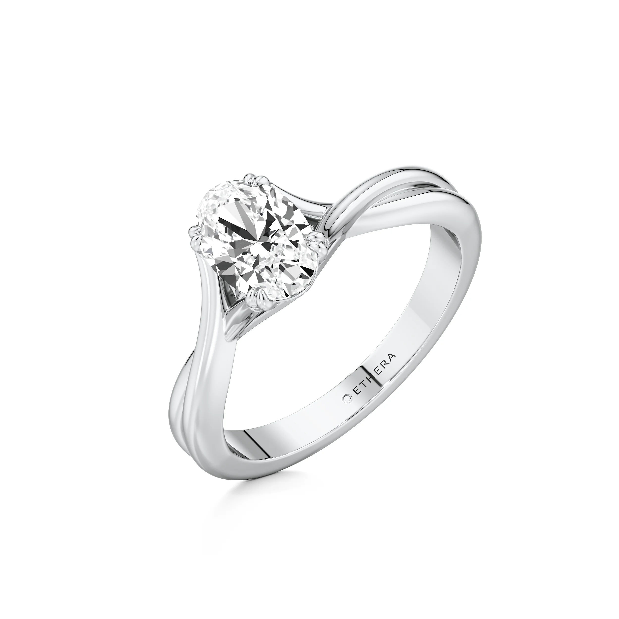 Ribbon Curve Oval Ring 6