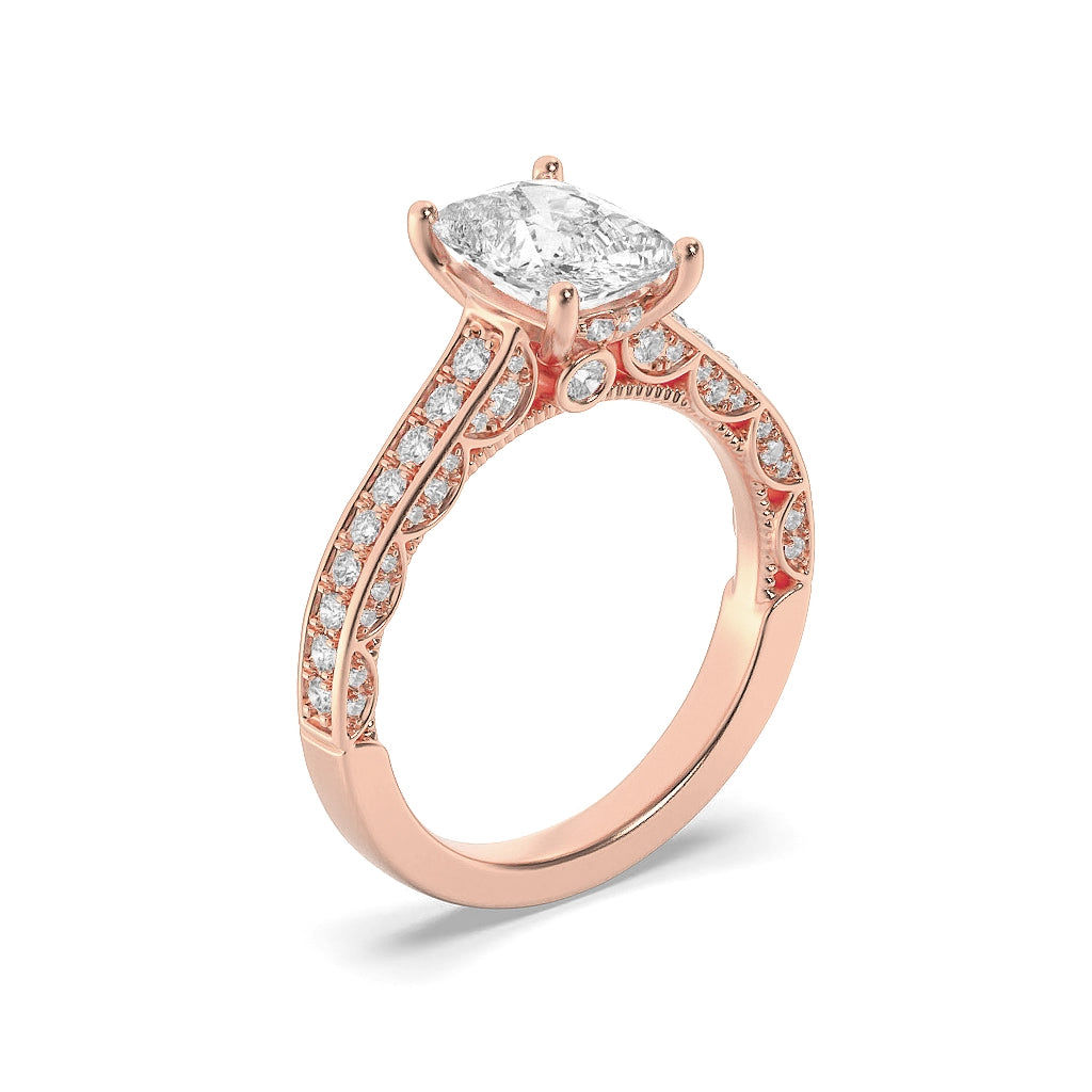 Ornated Cushion Solitaire Ring 9