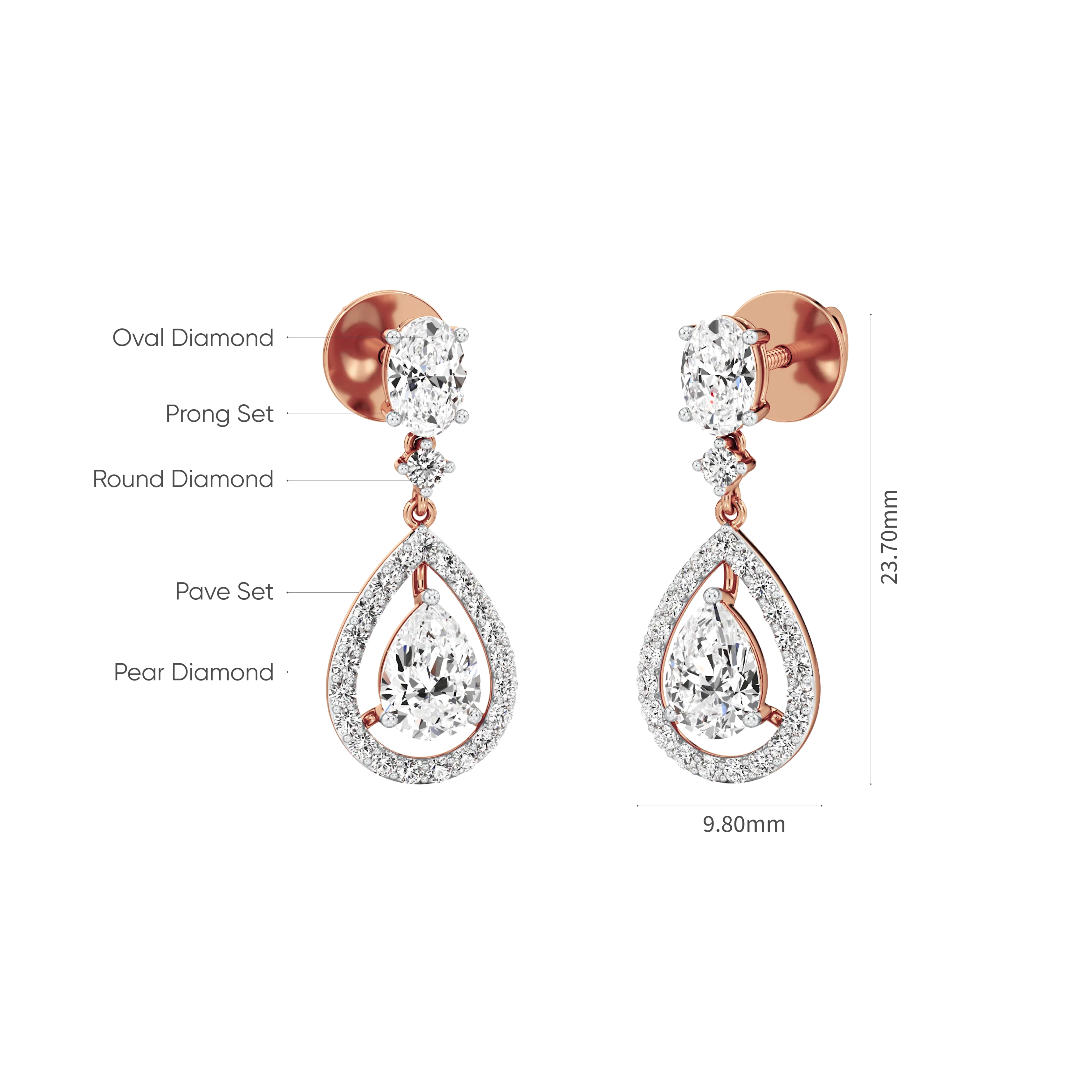 Celeste Drop Diamond Earrings 9