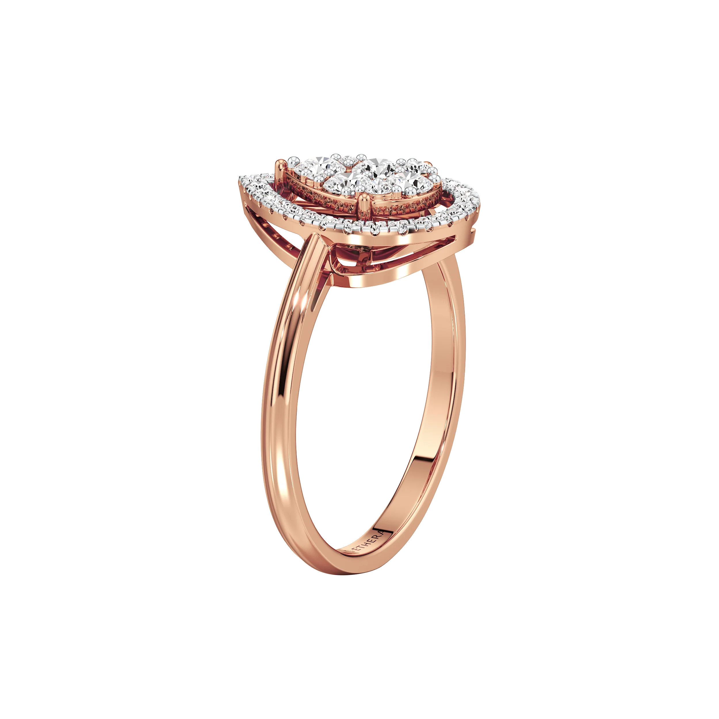 Gleaming Cluster Halo Ring 13