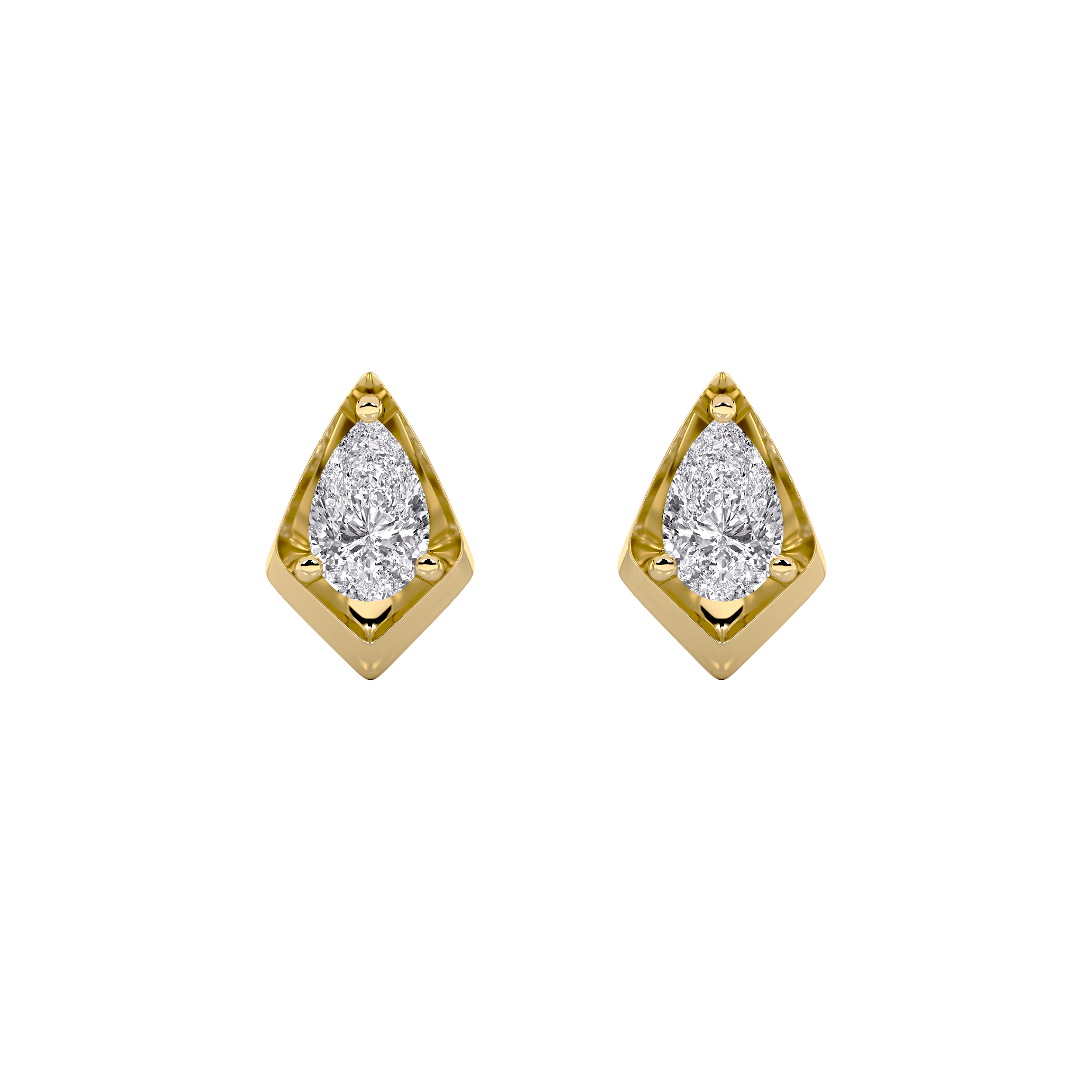 Kite Pear Diamond Stud Earrings