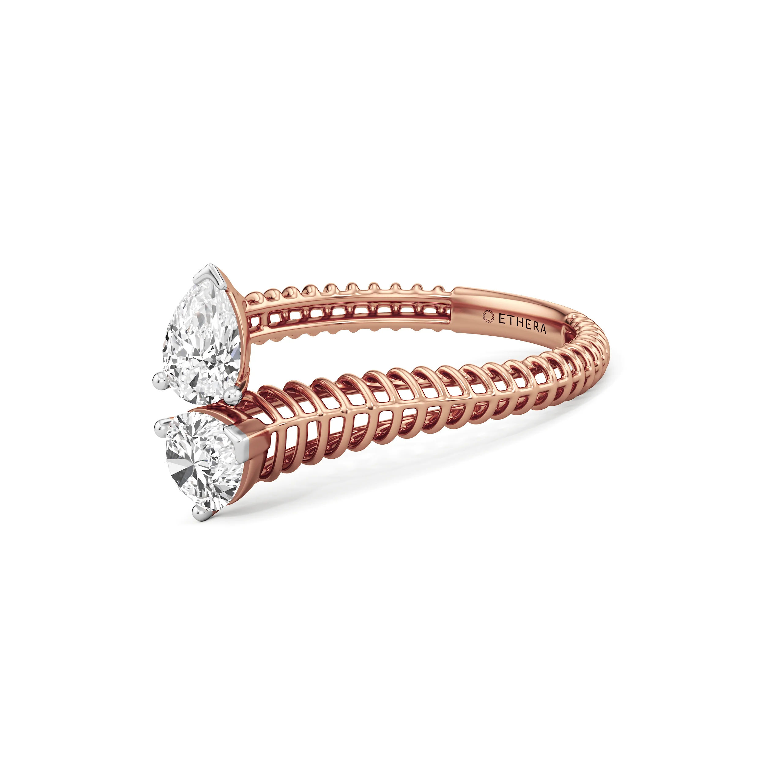 Twin Dew Pear Diamond Ring 15