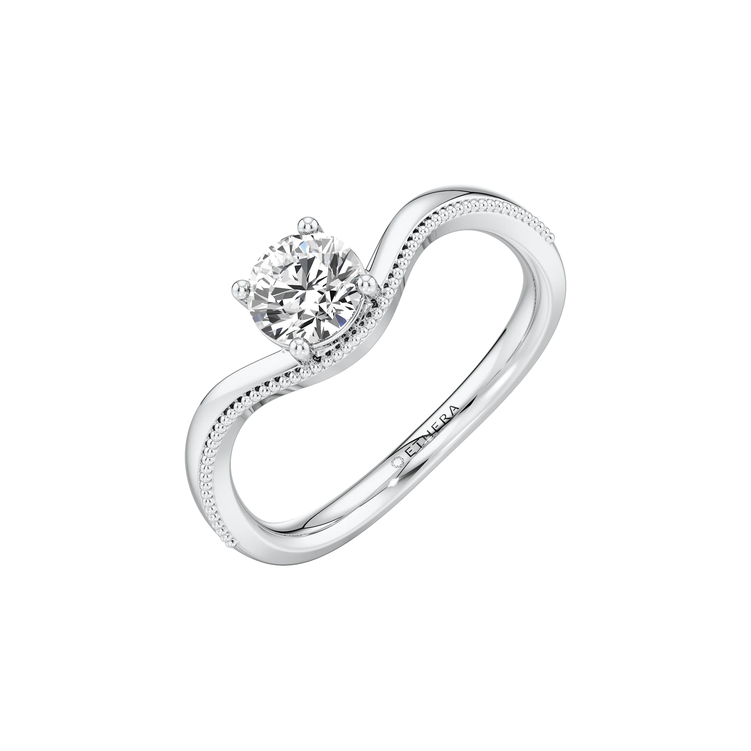 Waved Muse Solitaire Ring 6