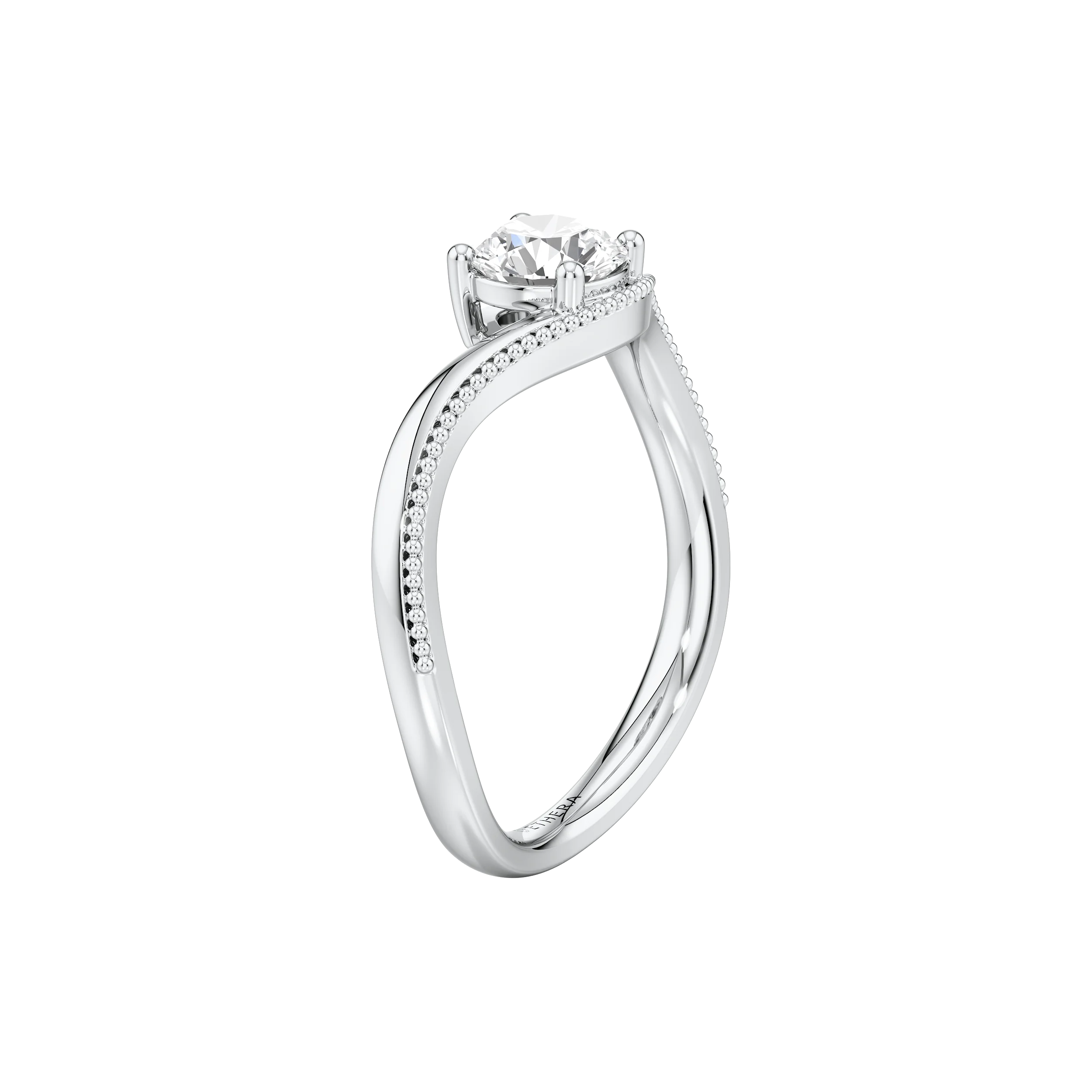 Waved Muse Solitaire Ring 9