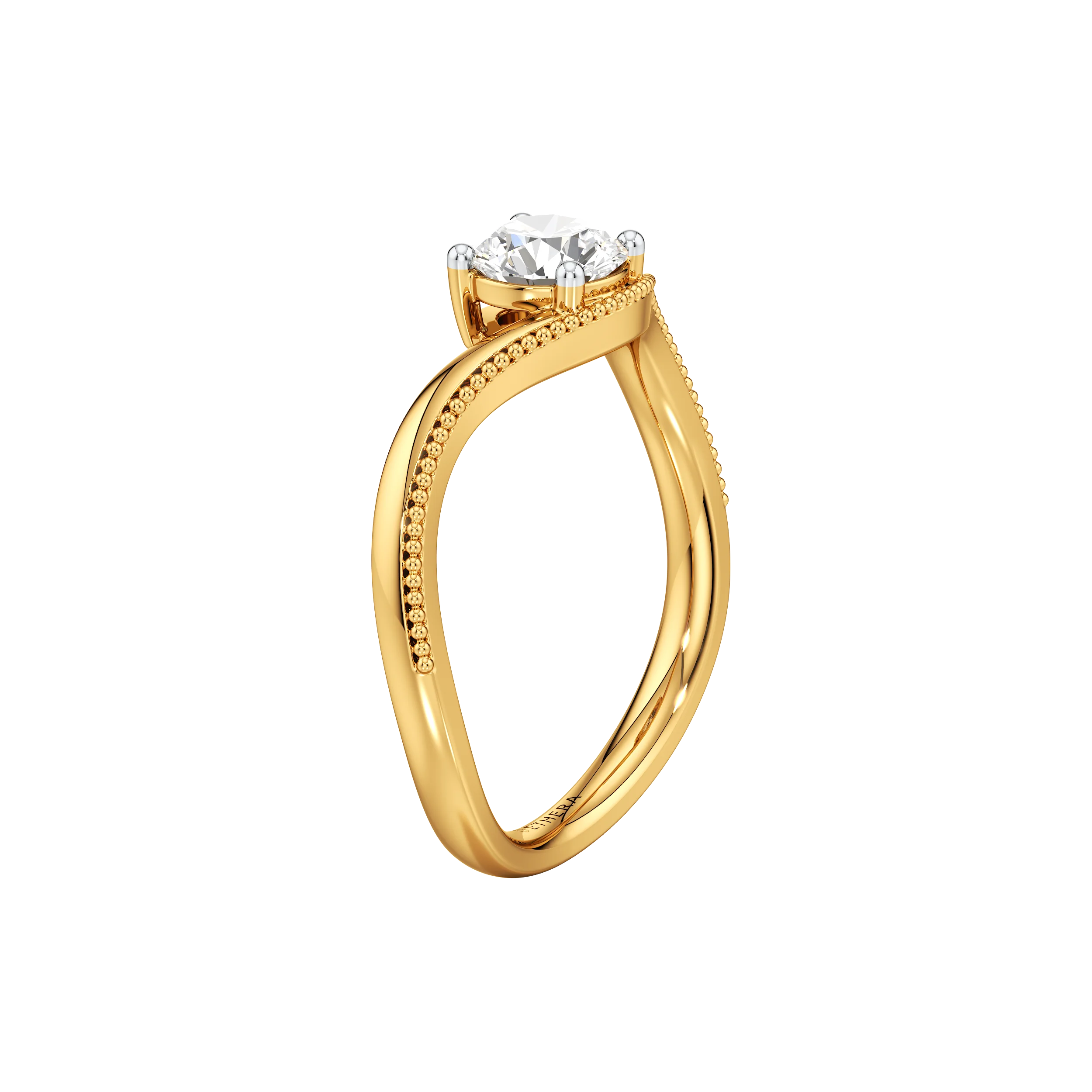 Waved Muse Solitaire Ring 5