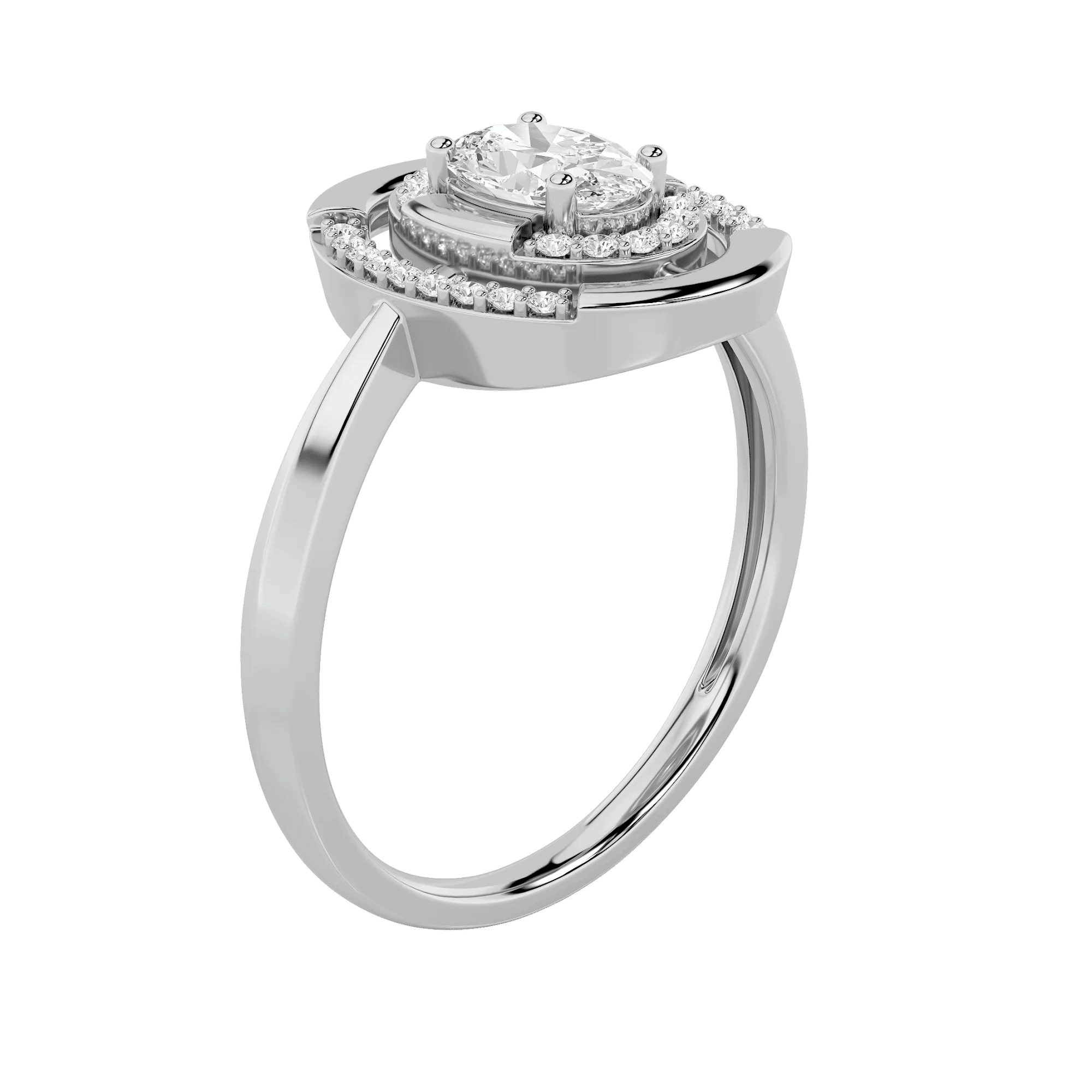 Halo Empress Solitaire Ring 7