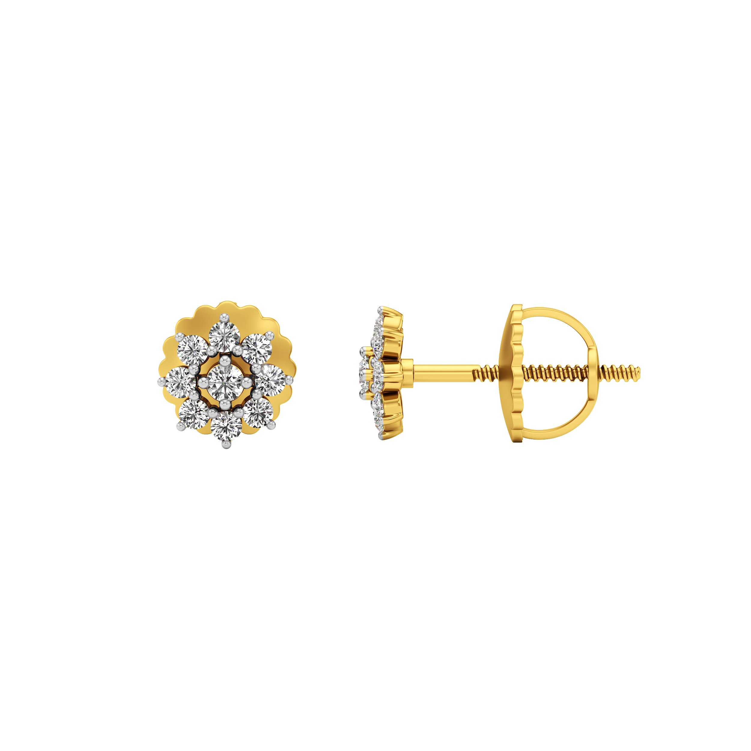 Eight-Point Floral Cluster Stud Earrings 2