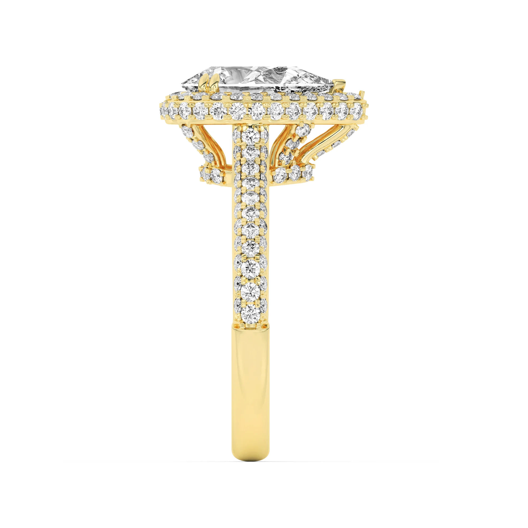 Halo Crest Pear Ring 3