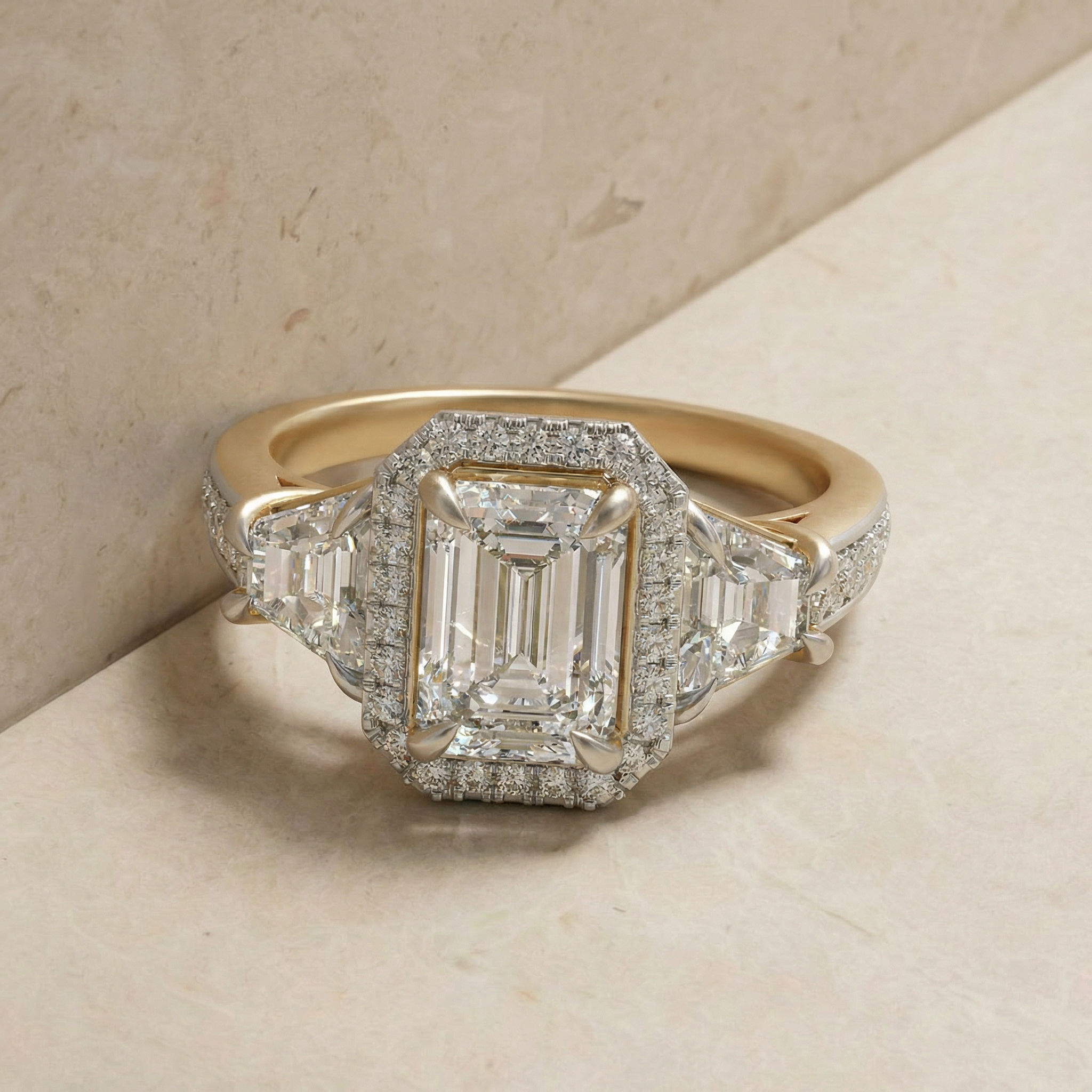 Sculpted Brilliance 3 Stone Ring 2