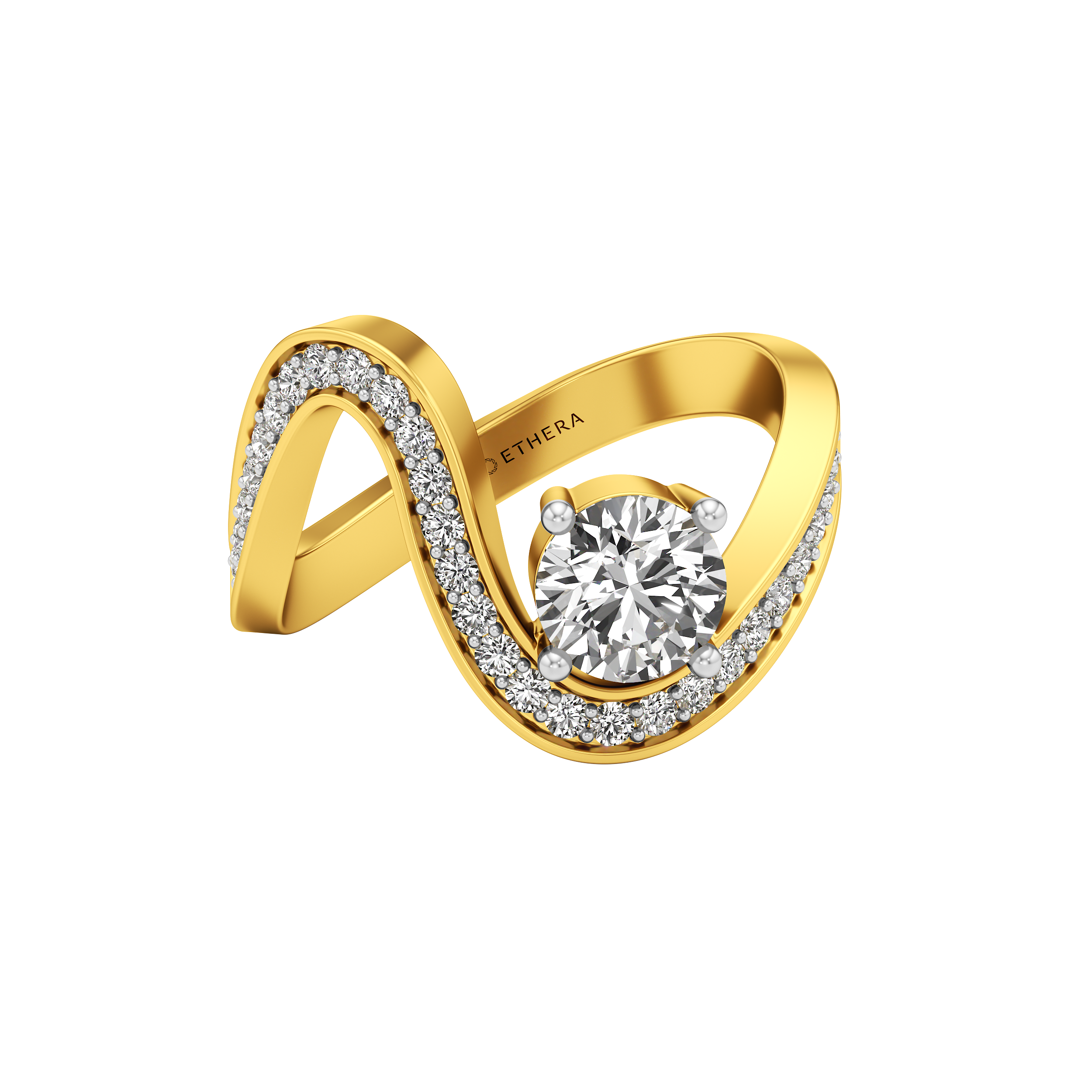 Wave Solitaire Ring 0