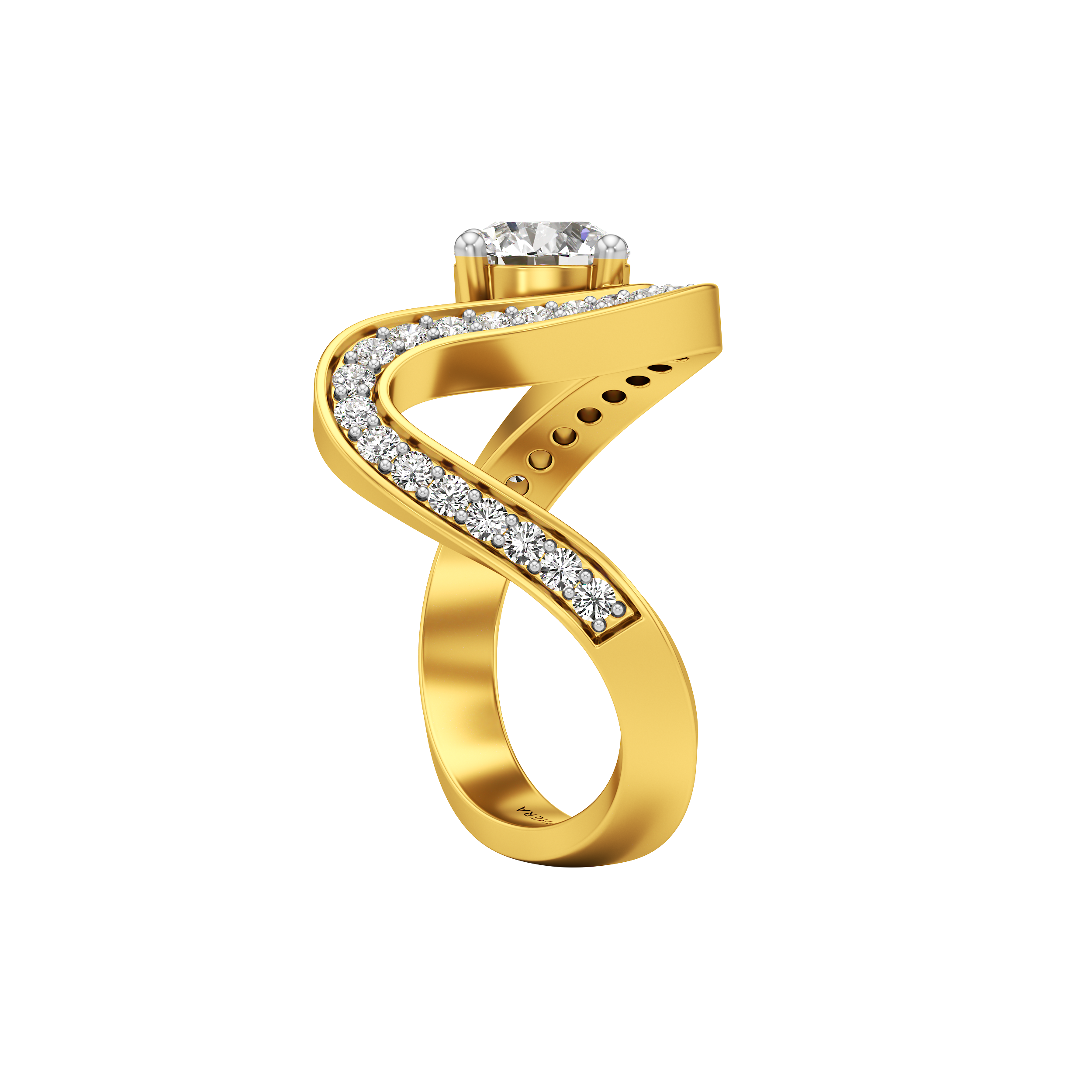 Wave Solitaire Ring 2