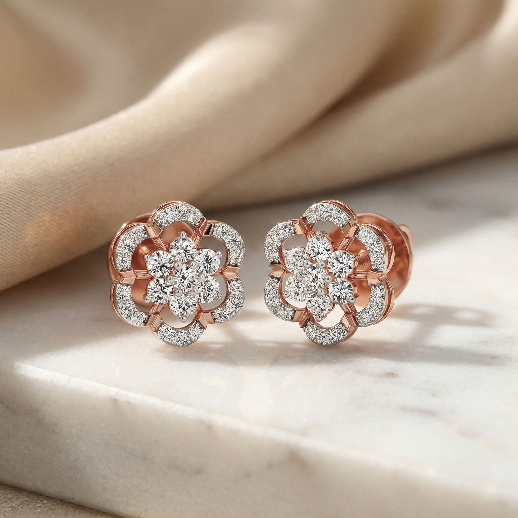 Petal Halo Diamond Studs 2
