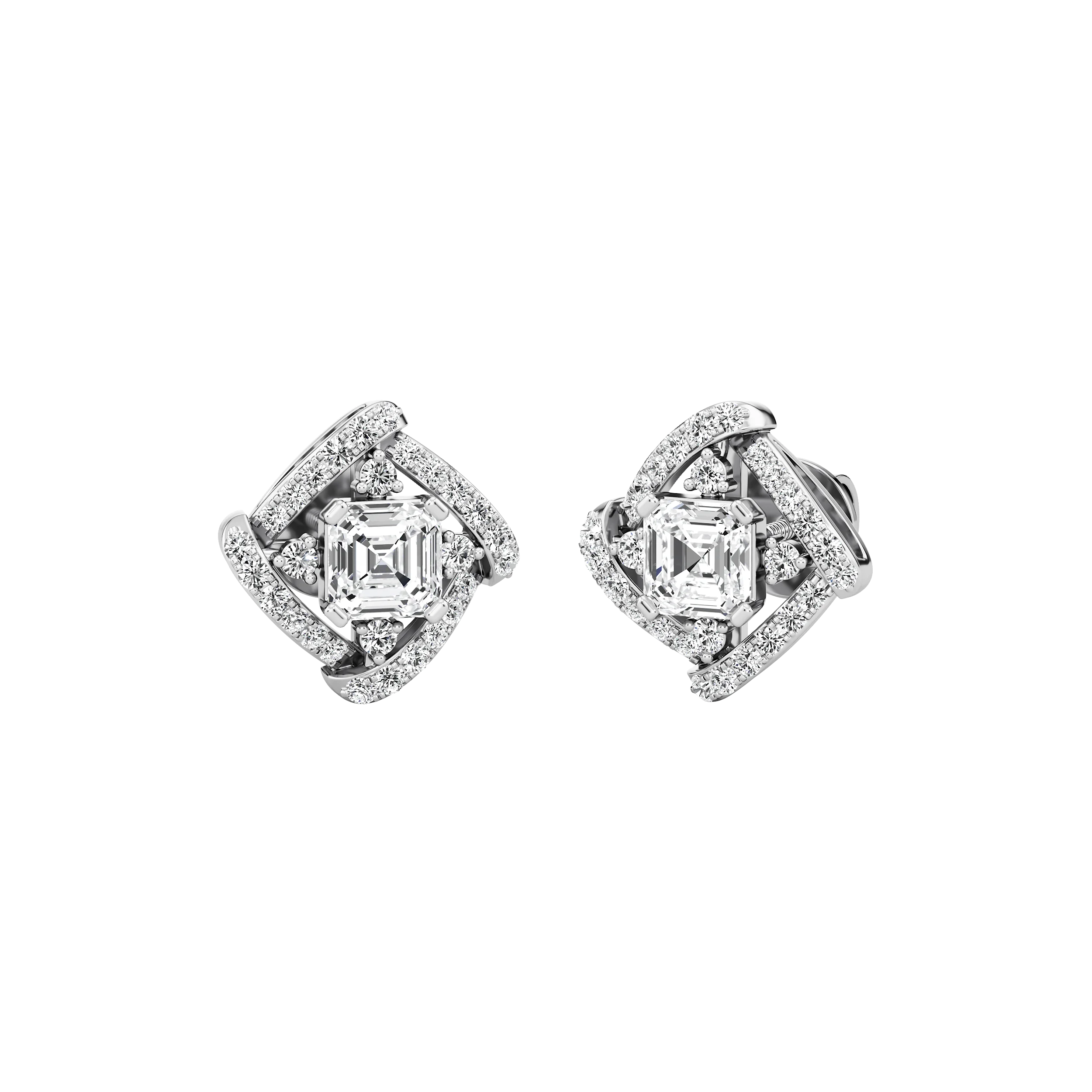 Aurora Halo Asscher Studs 2