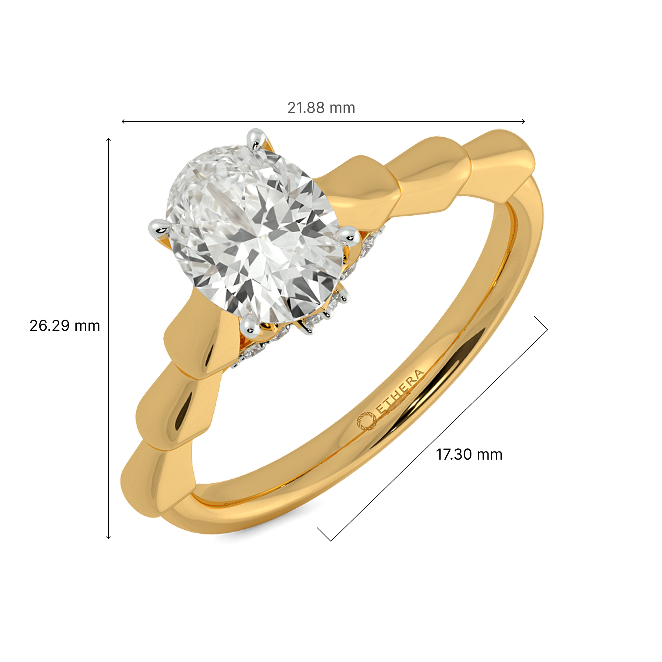 Grooved Brilliance Solitaire Ring 6
