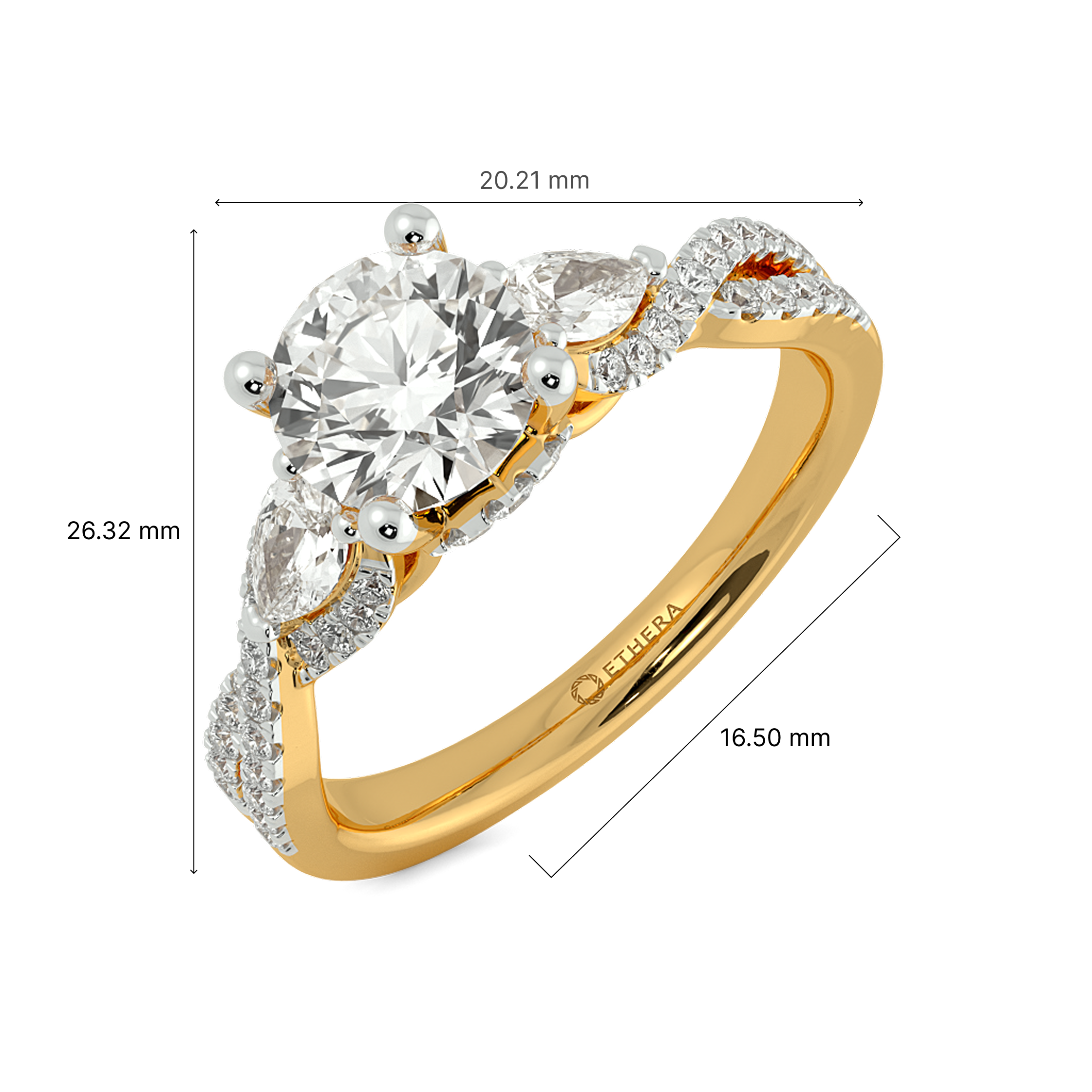 Intertwined Radiance 3 Stone Ring 7