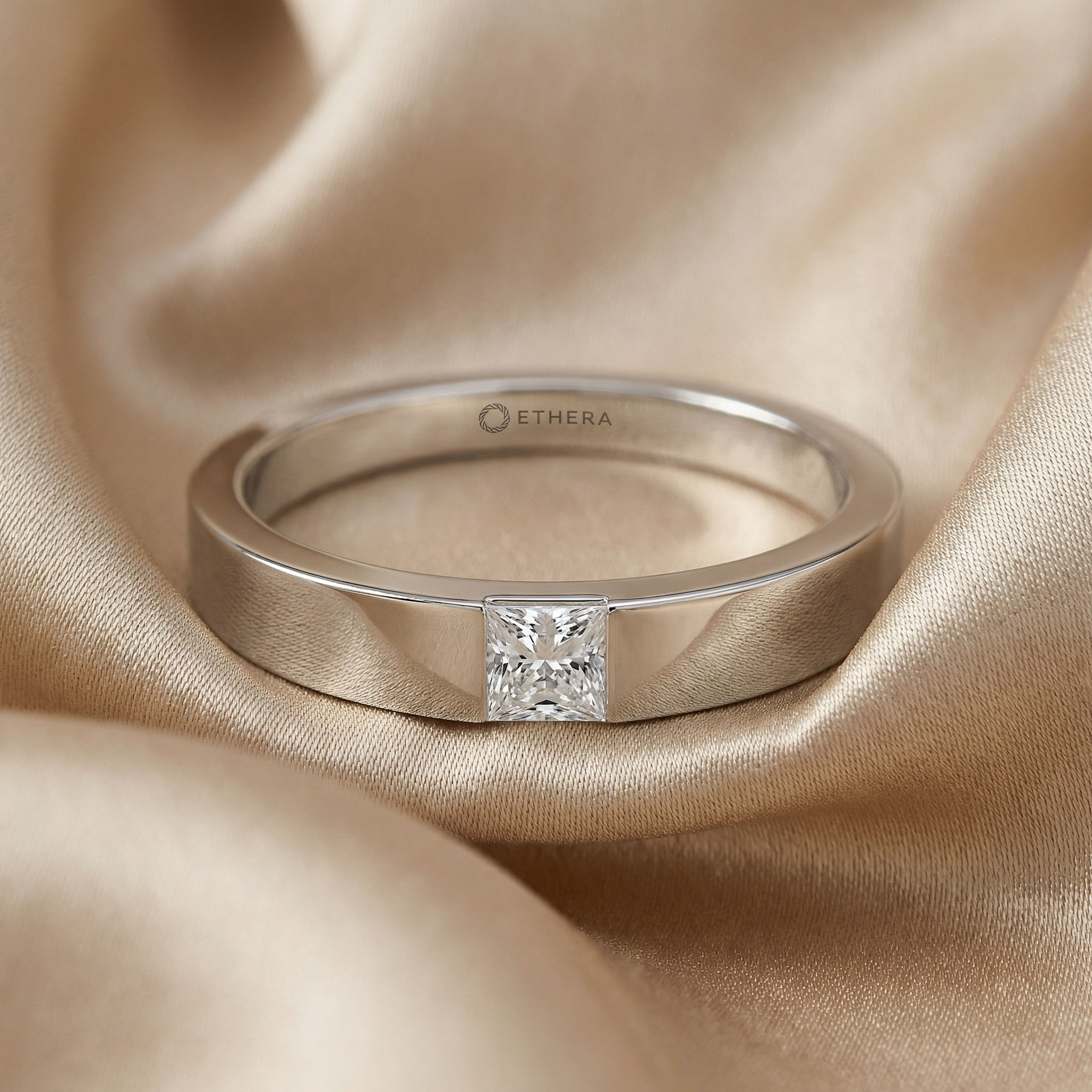 Pocket Squared Solitaire Men's Ring 2