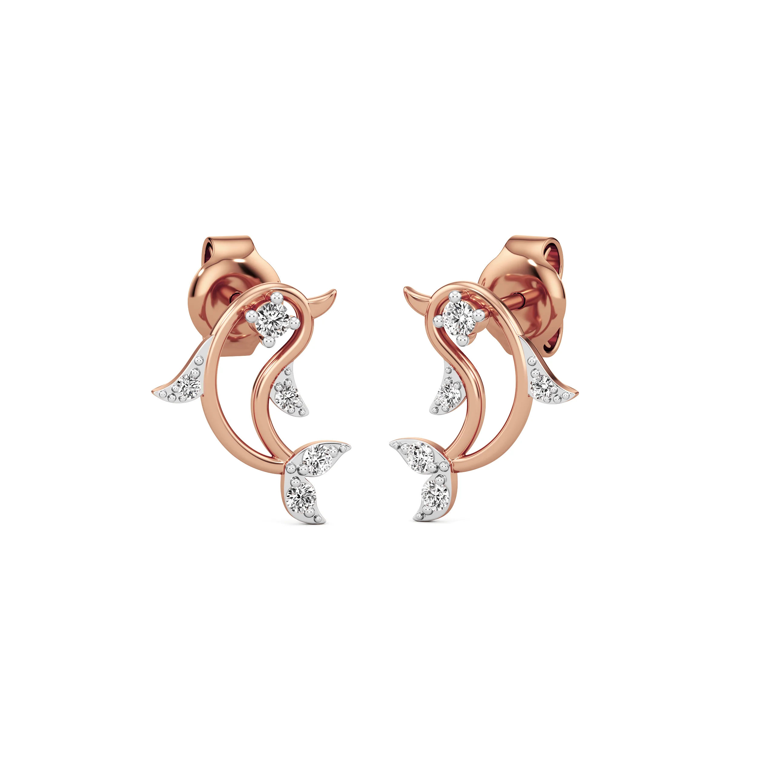 TwirlLeaf Diamond Studs 4