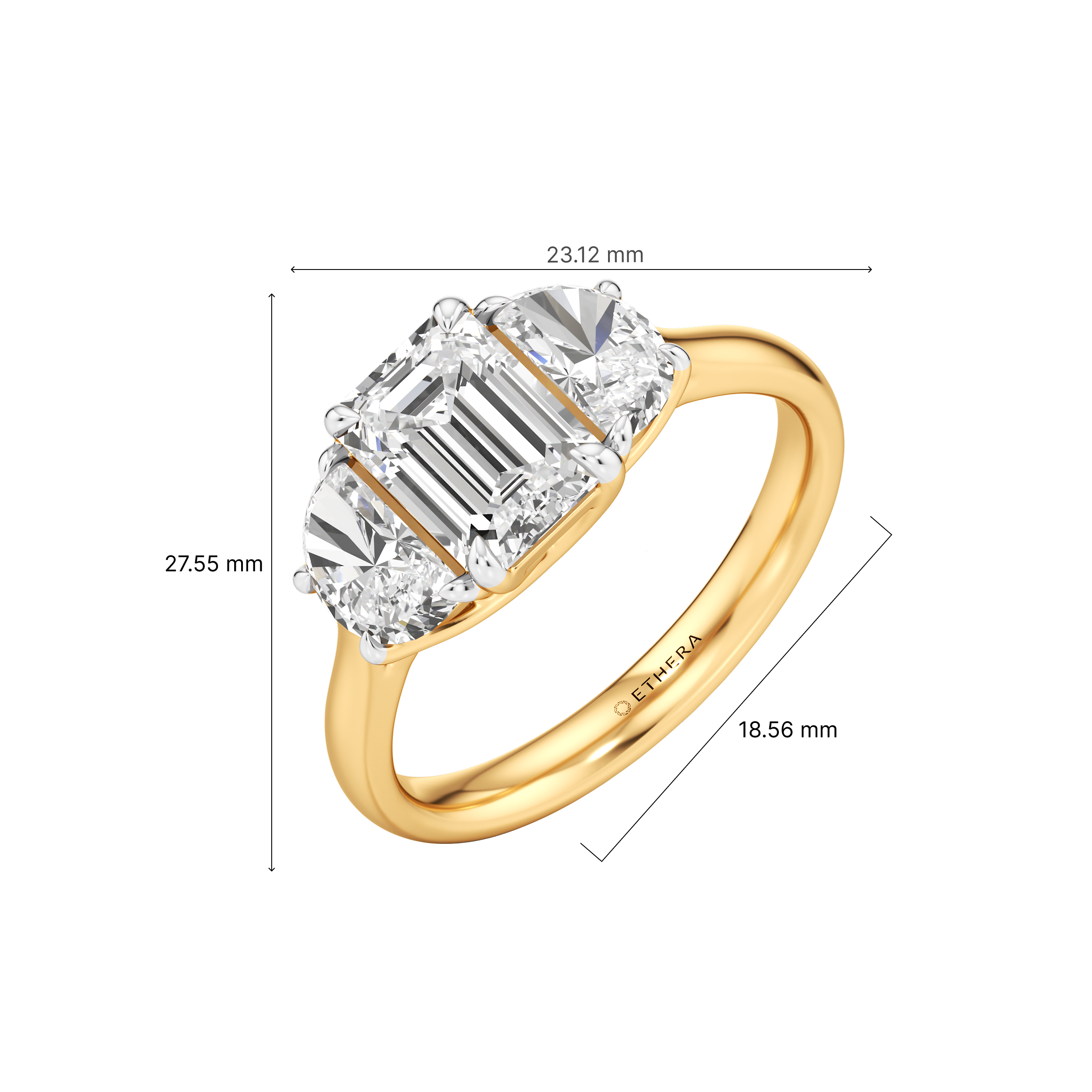 Tri Lumiere Three Stone Ring 5