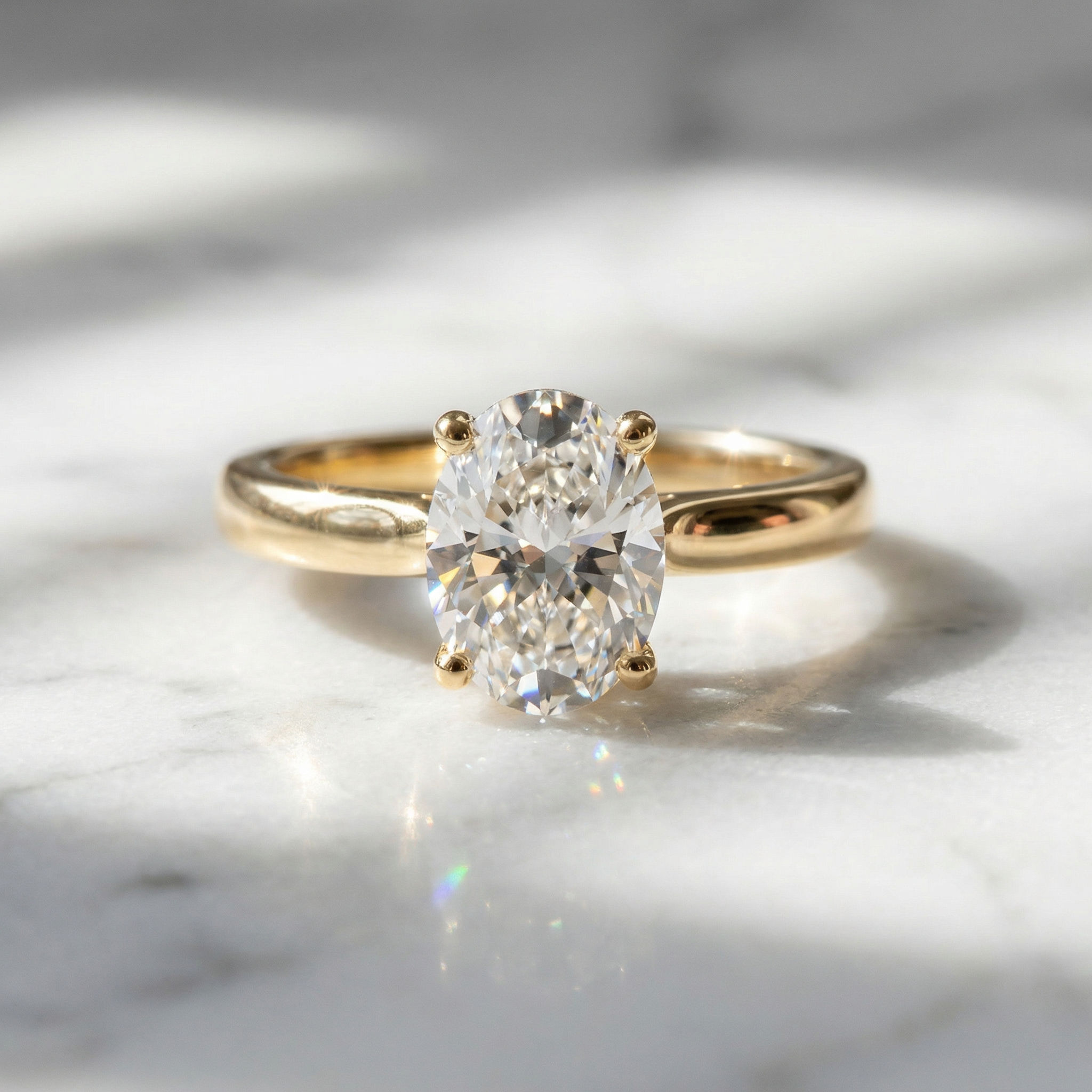 Oval Essence Solitaire Ring 3