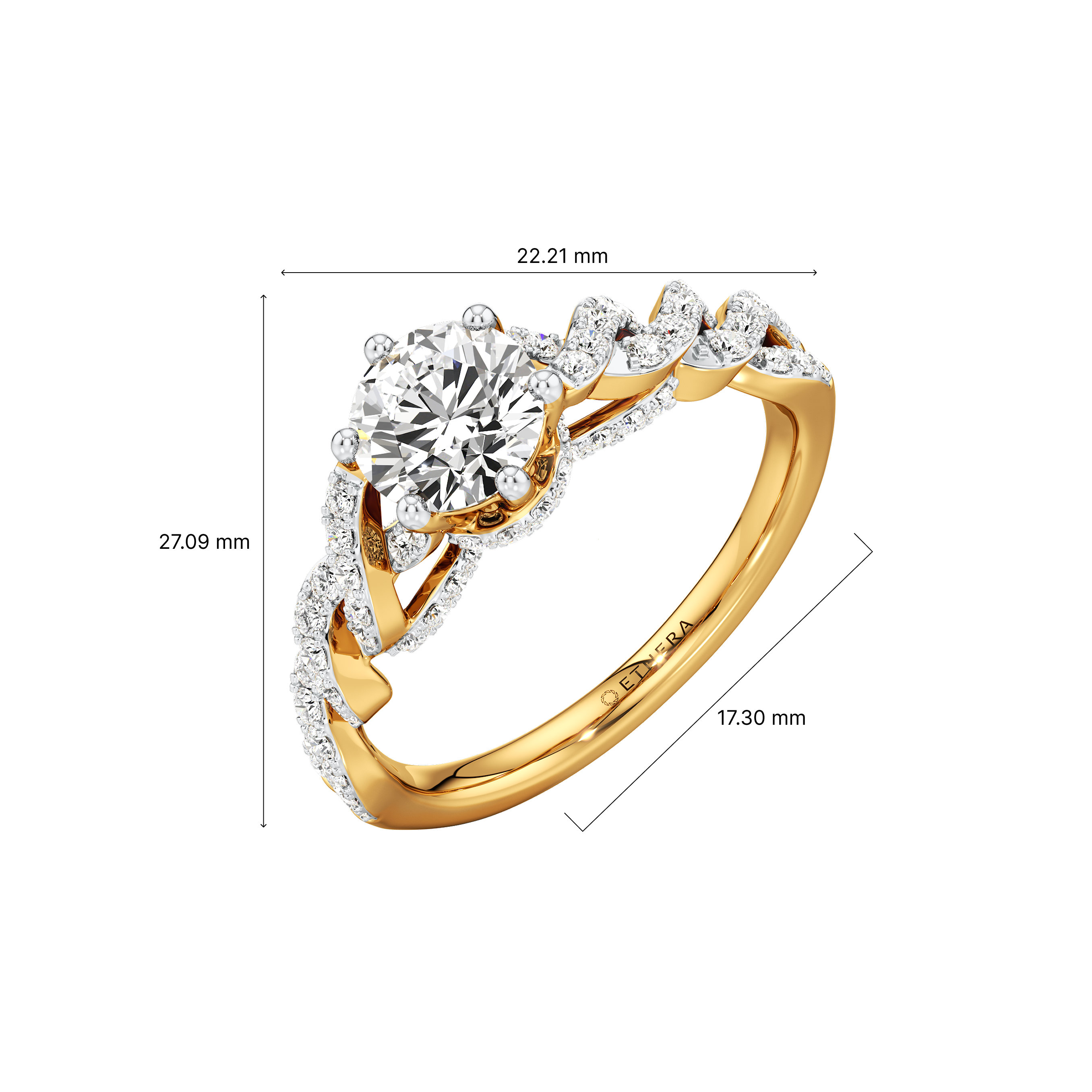 Radiant Twist Solitaire Ring 7