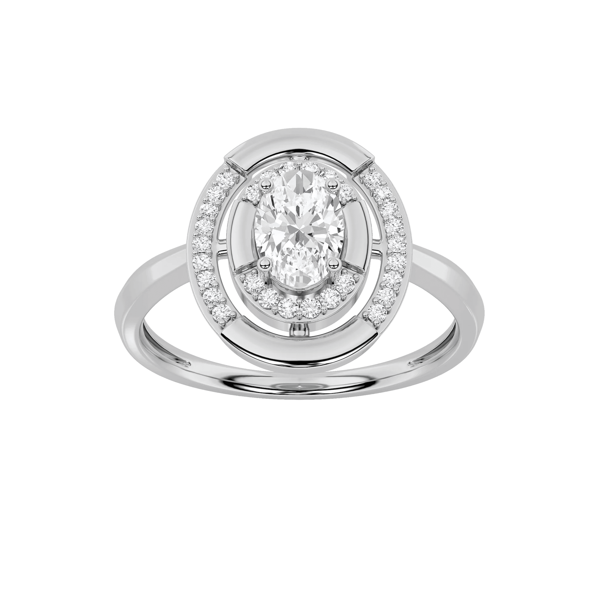 Halo Empress Solitaire Ring 6
