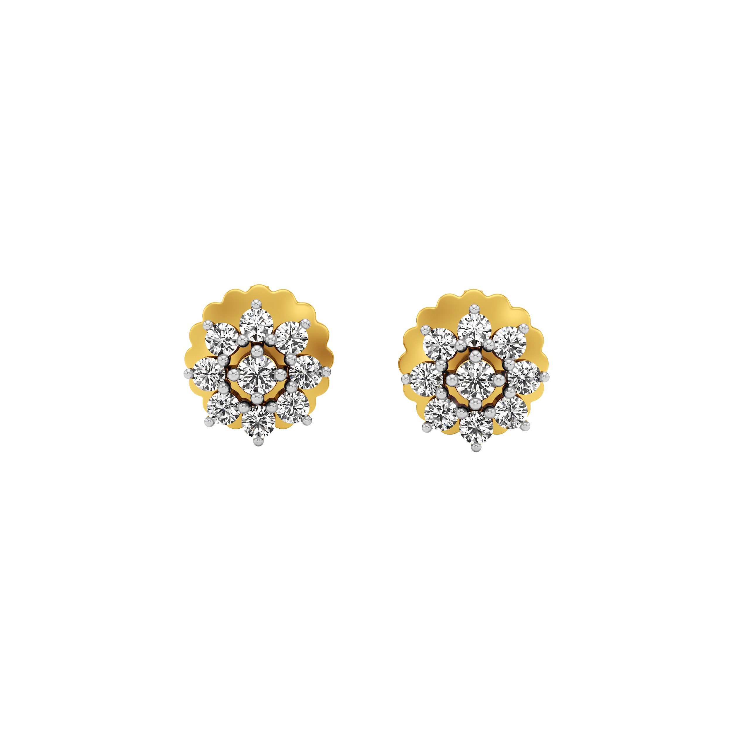 Eight-Point Floral Cluster Stud Earrings 1