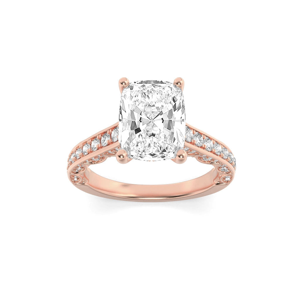 Ornated Cushion Solitaire Ring 10
